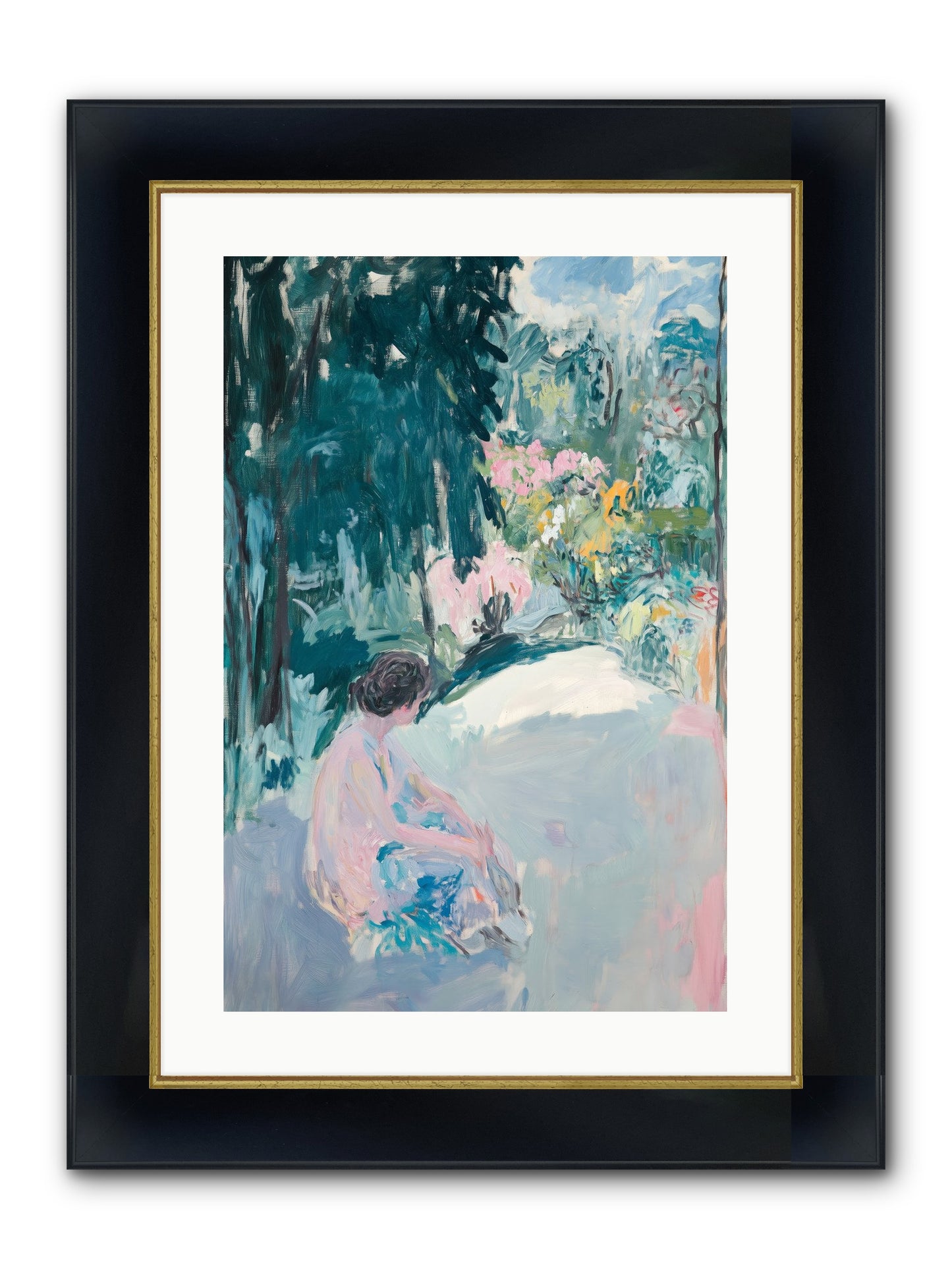 Dalliance Framed Print - Wide Black w/Gold 16x24