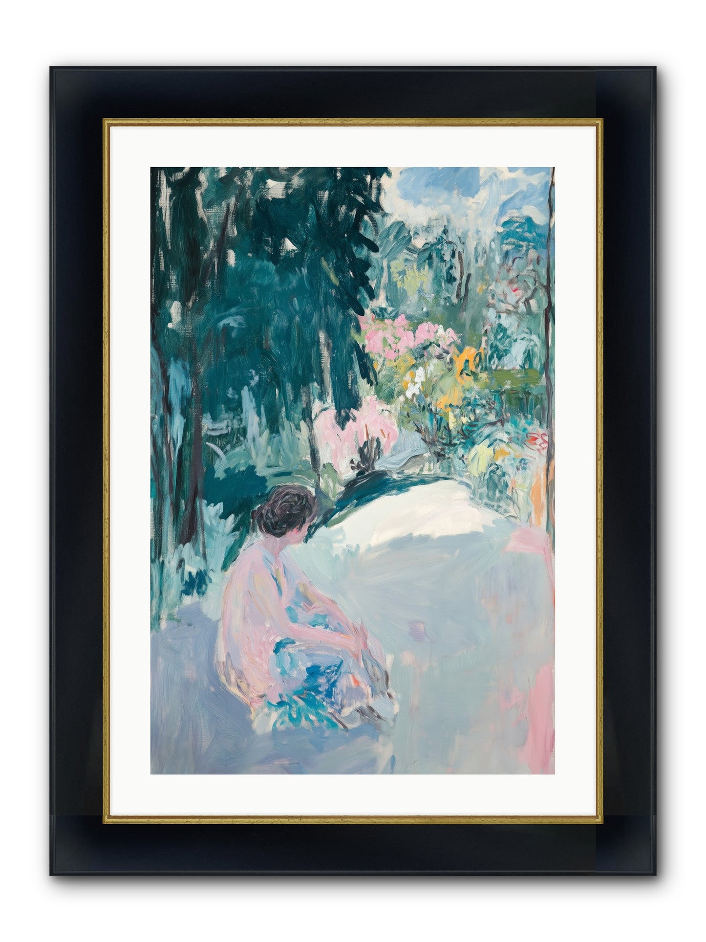 Dalliance Framed Print - Wide Black w/Gold 20x30