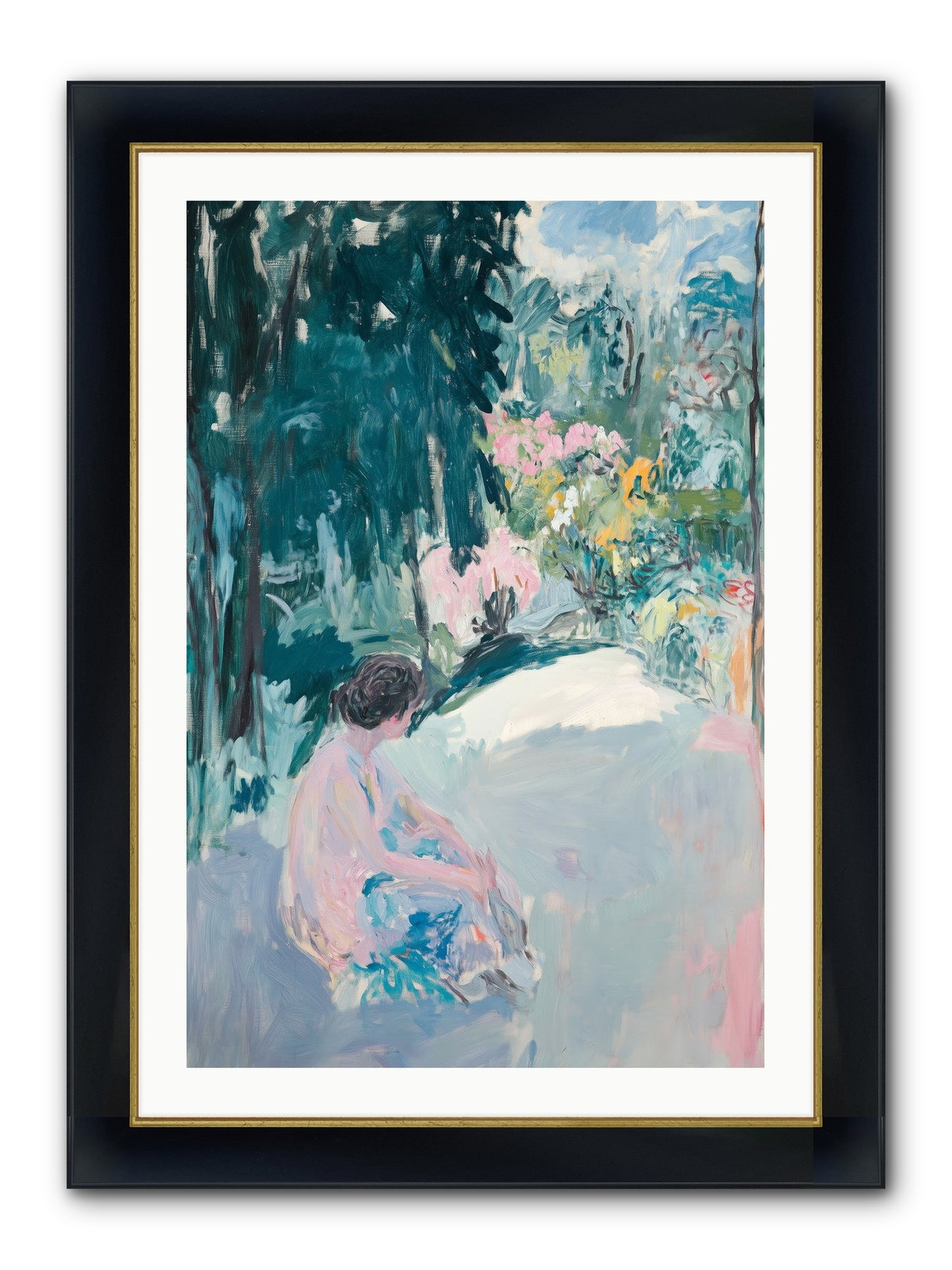 Dalliance Framed Print - Wide Black w/Gold 24x36