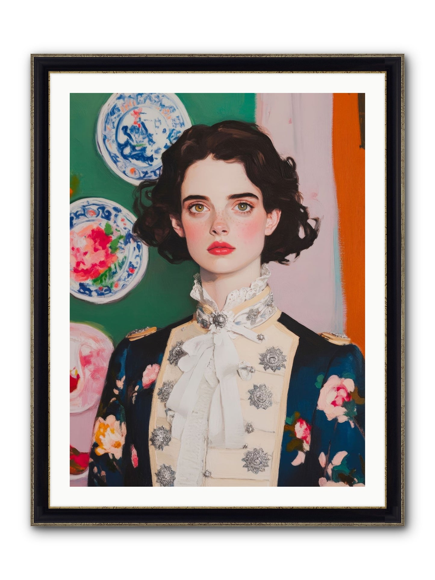 Damascus Light Notes Framed Print - Black & Gold 30x40