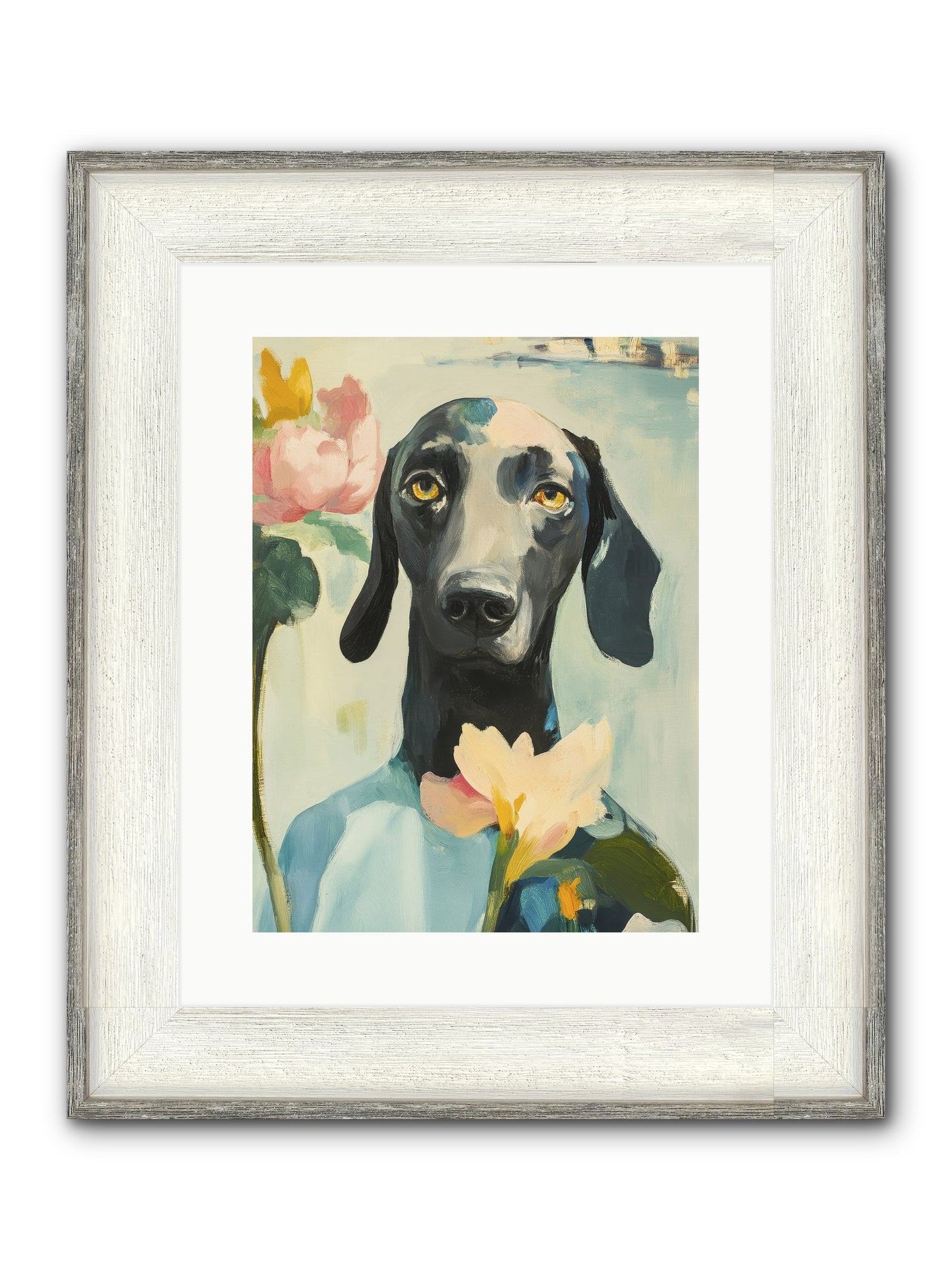 Dame Rosebud Framed Print - Driftwood White 12x16