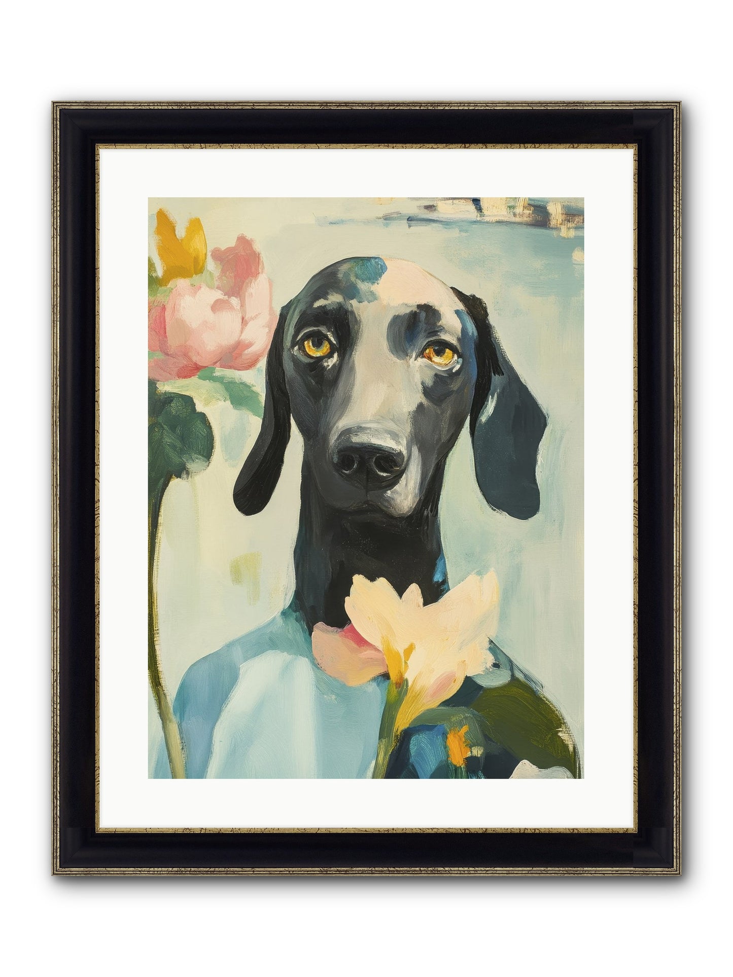 Dame Rosebud Framed Print - Black & Gold 18x24