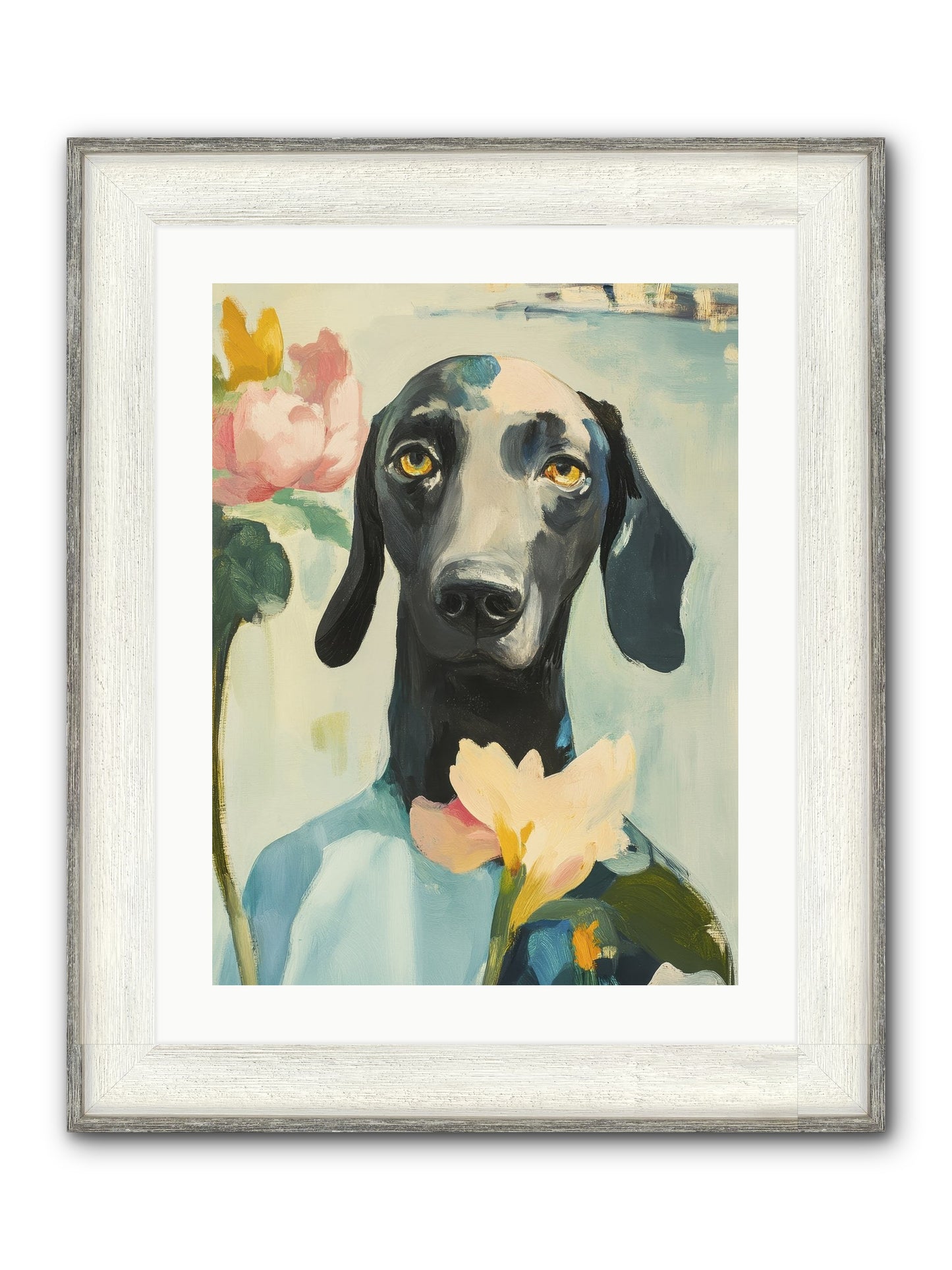 Dame Rosebud Framed Print - Driftwood White 18x24