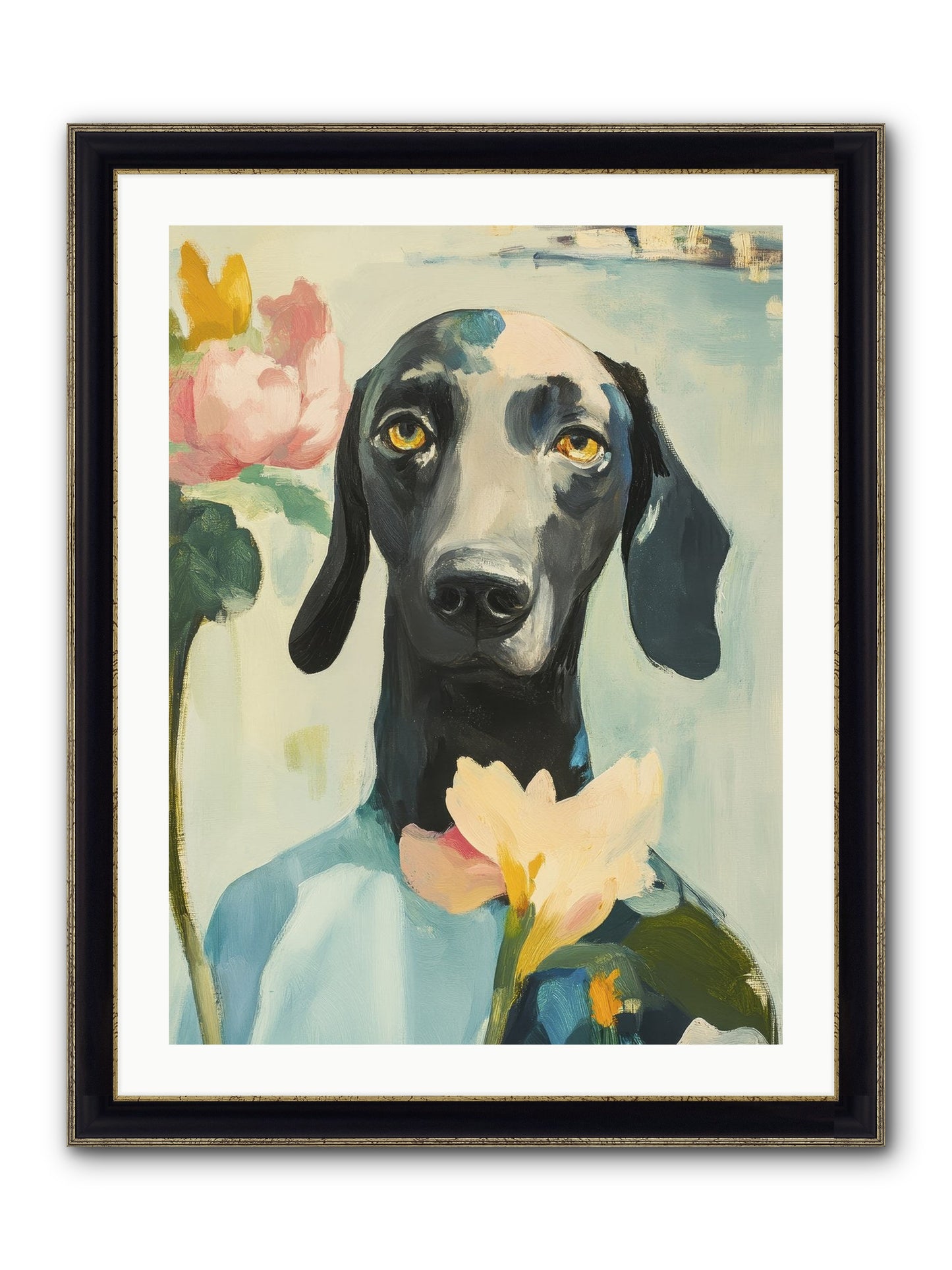 Dame Rosebud Framed Print - Black & Gold 24x32
