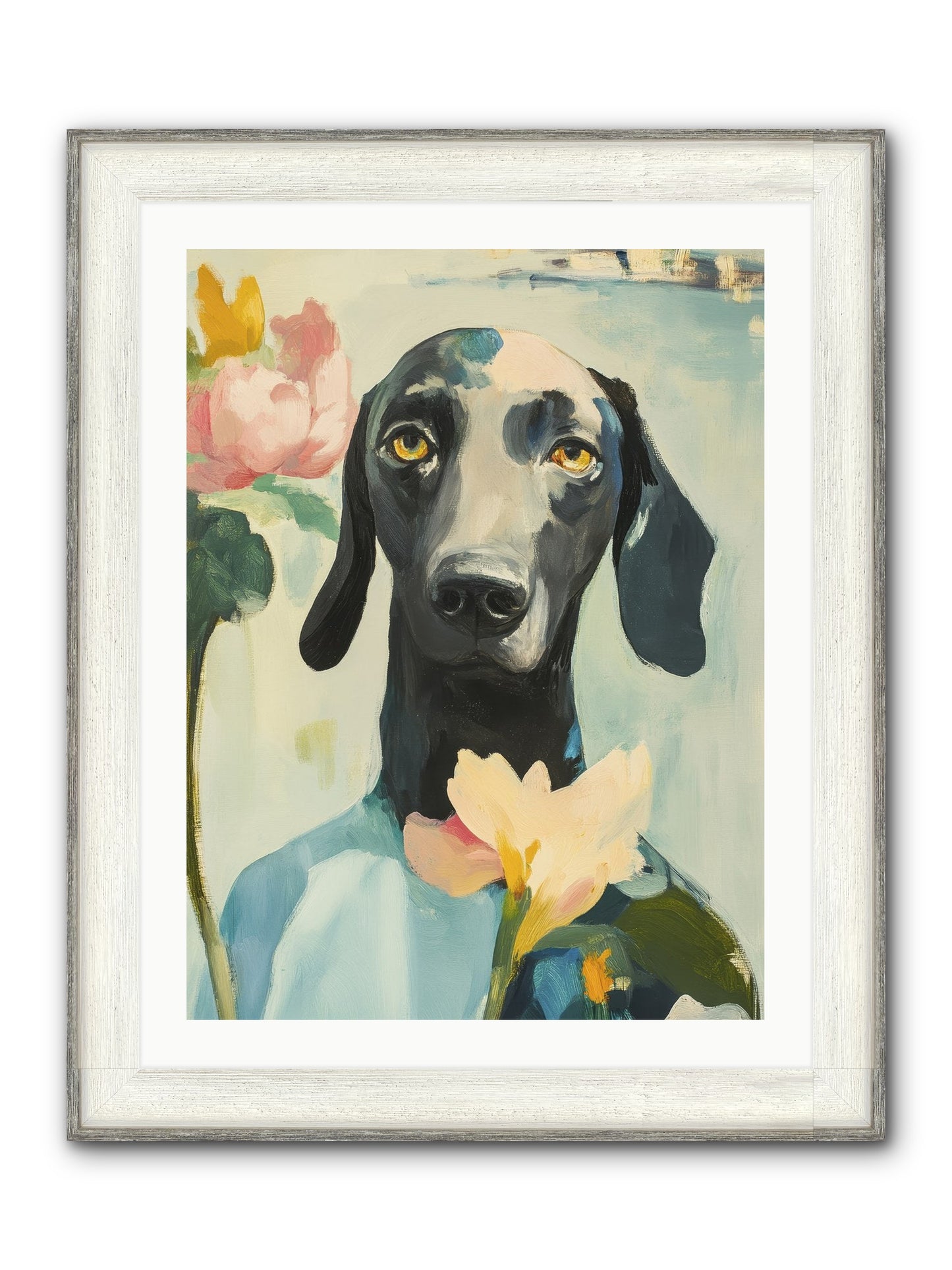Dame Rosebud Framed Print - Driftwood White 24x32