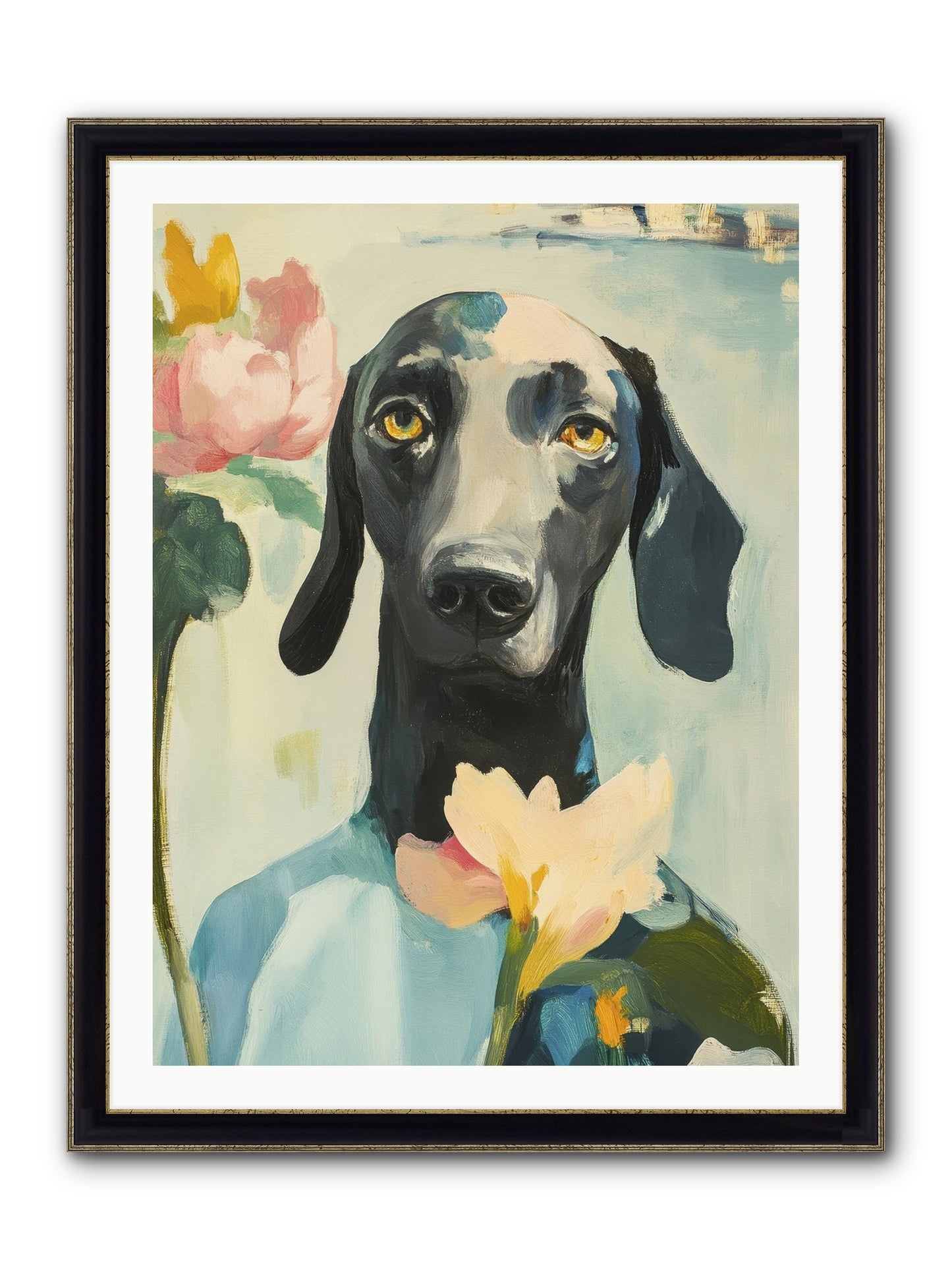 Dame Rosebud Framed Print - Black & Gold 30x40
