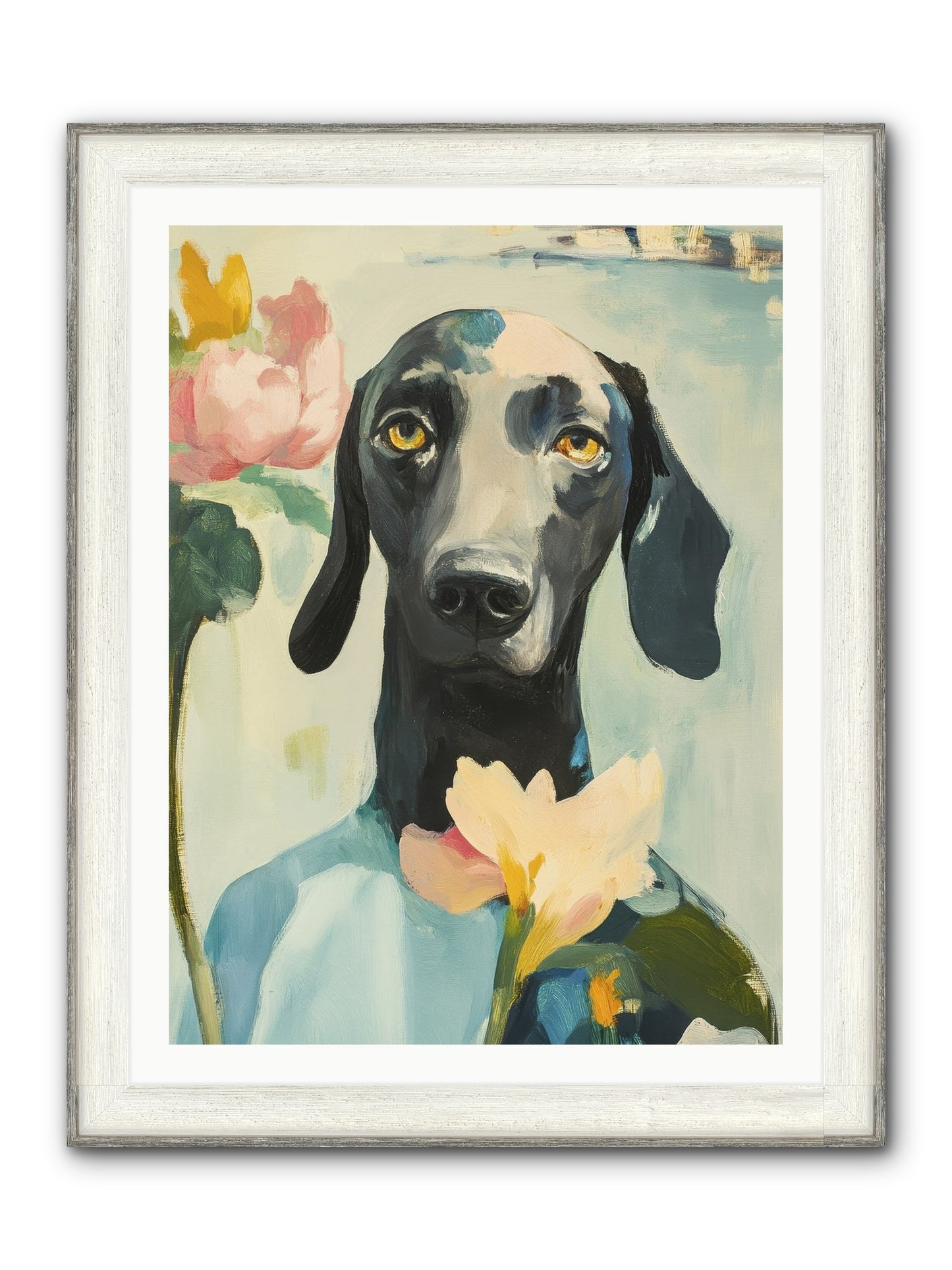 Dame Rosebud Framed Print - Driftwood White 30x40