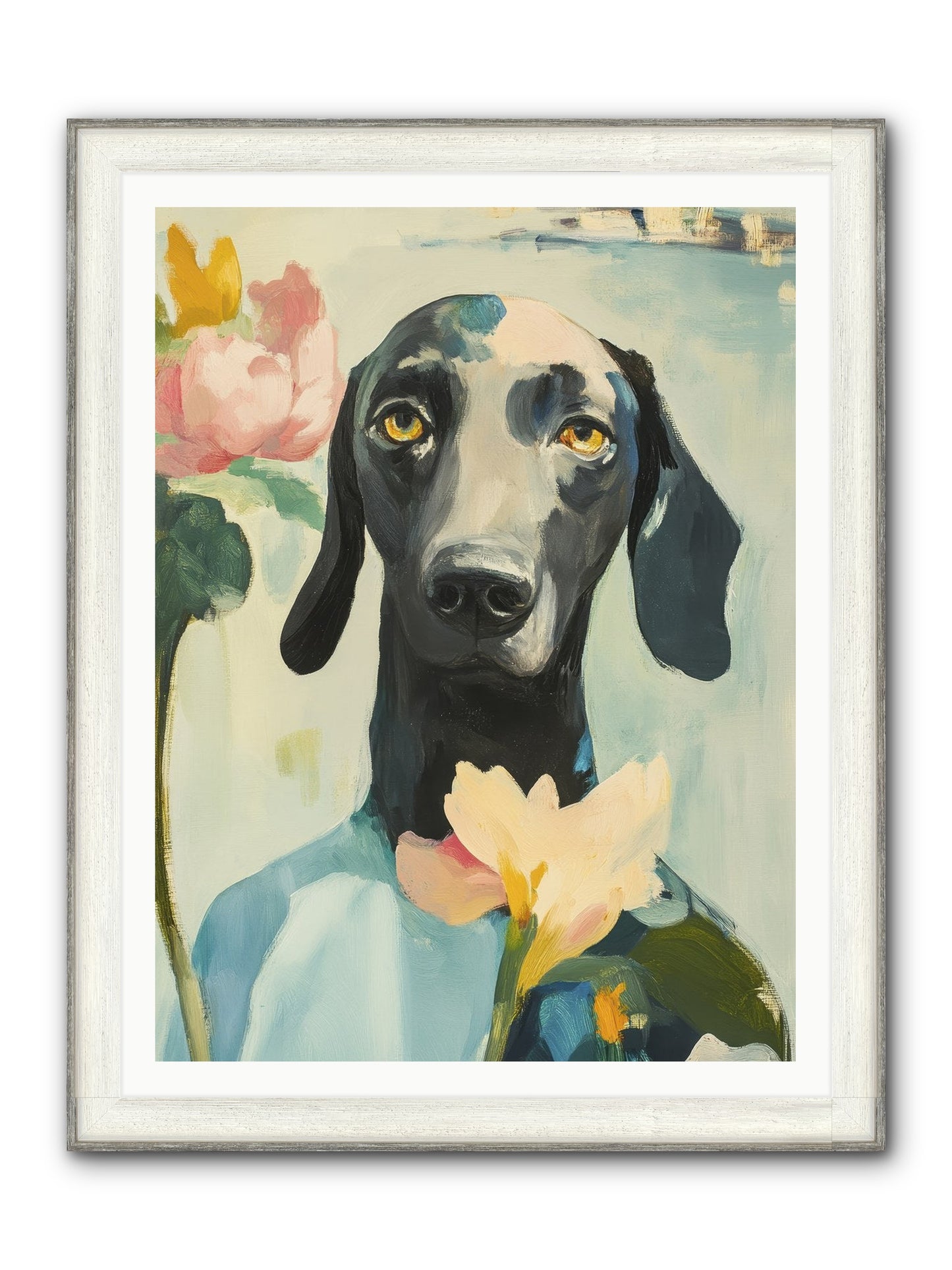 Dame Rosebud Framed Print - Driftwood White 36x48