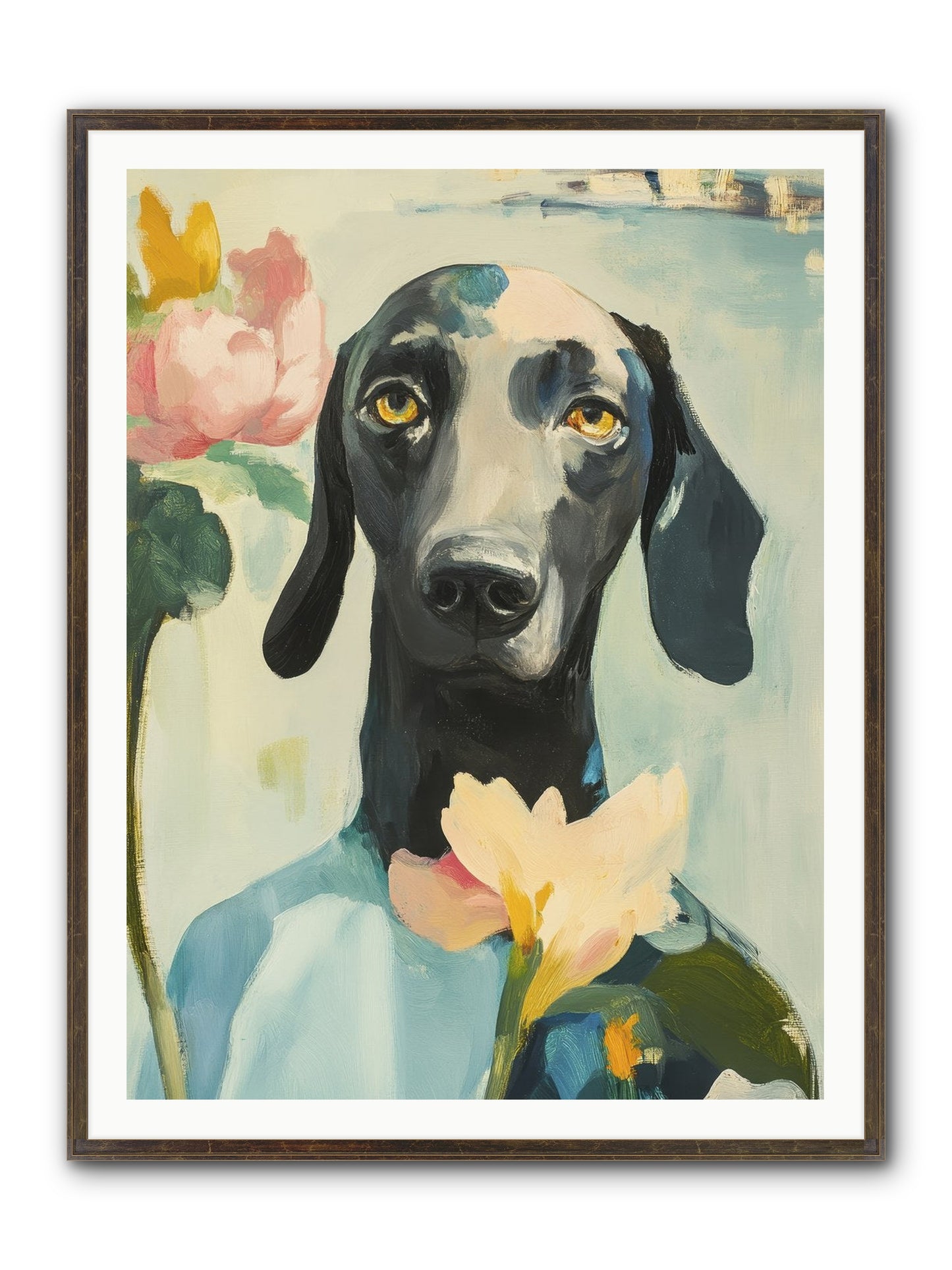 Dame Rosebud Framed Print - Slimwoods Black/Gold 36x48