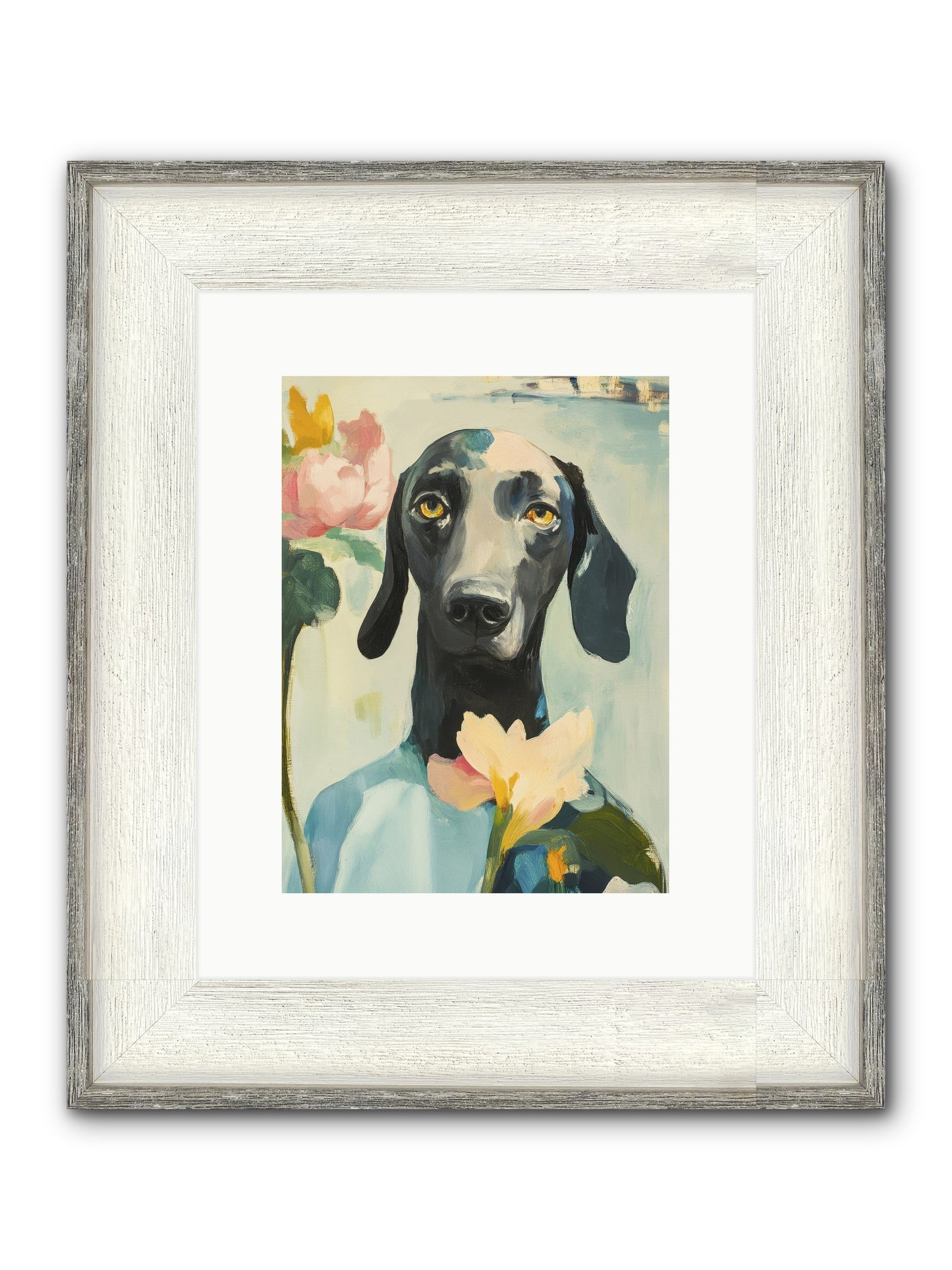 Dame Rosebud Framed Print - Driftwood White 9x12