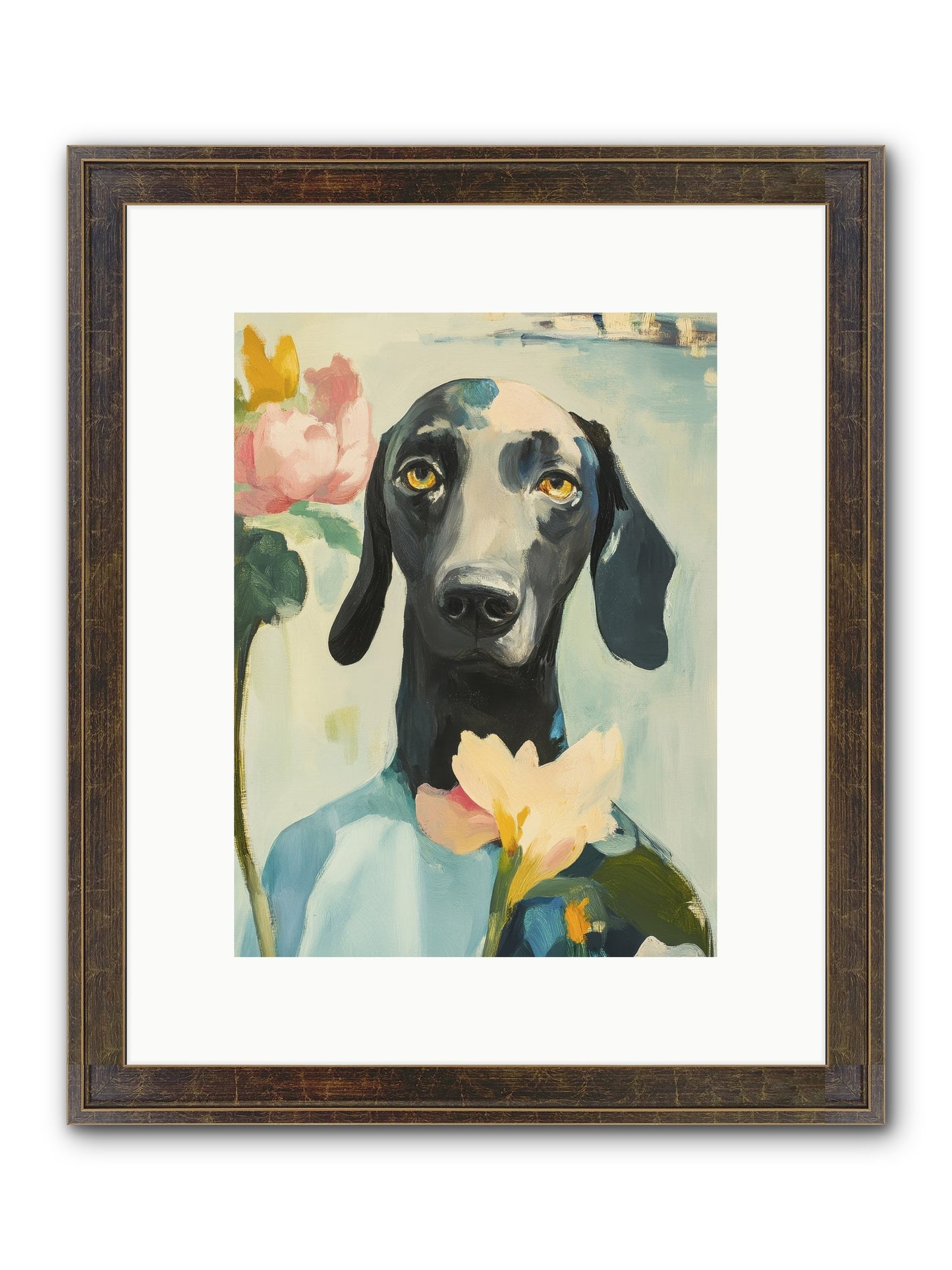 Dame Rosebud Framed Print - Slimwoods Black/Gold 9x12