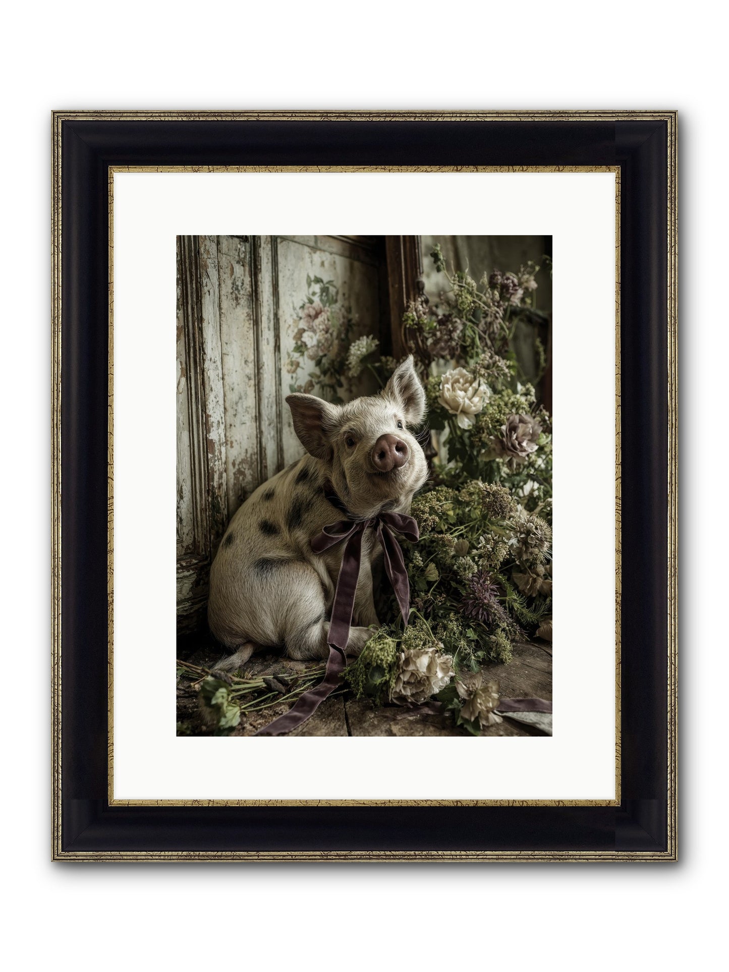 Damsel Framed Print - Black & Gold 12x16