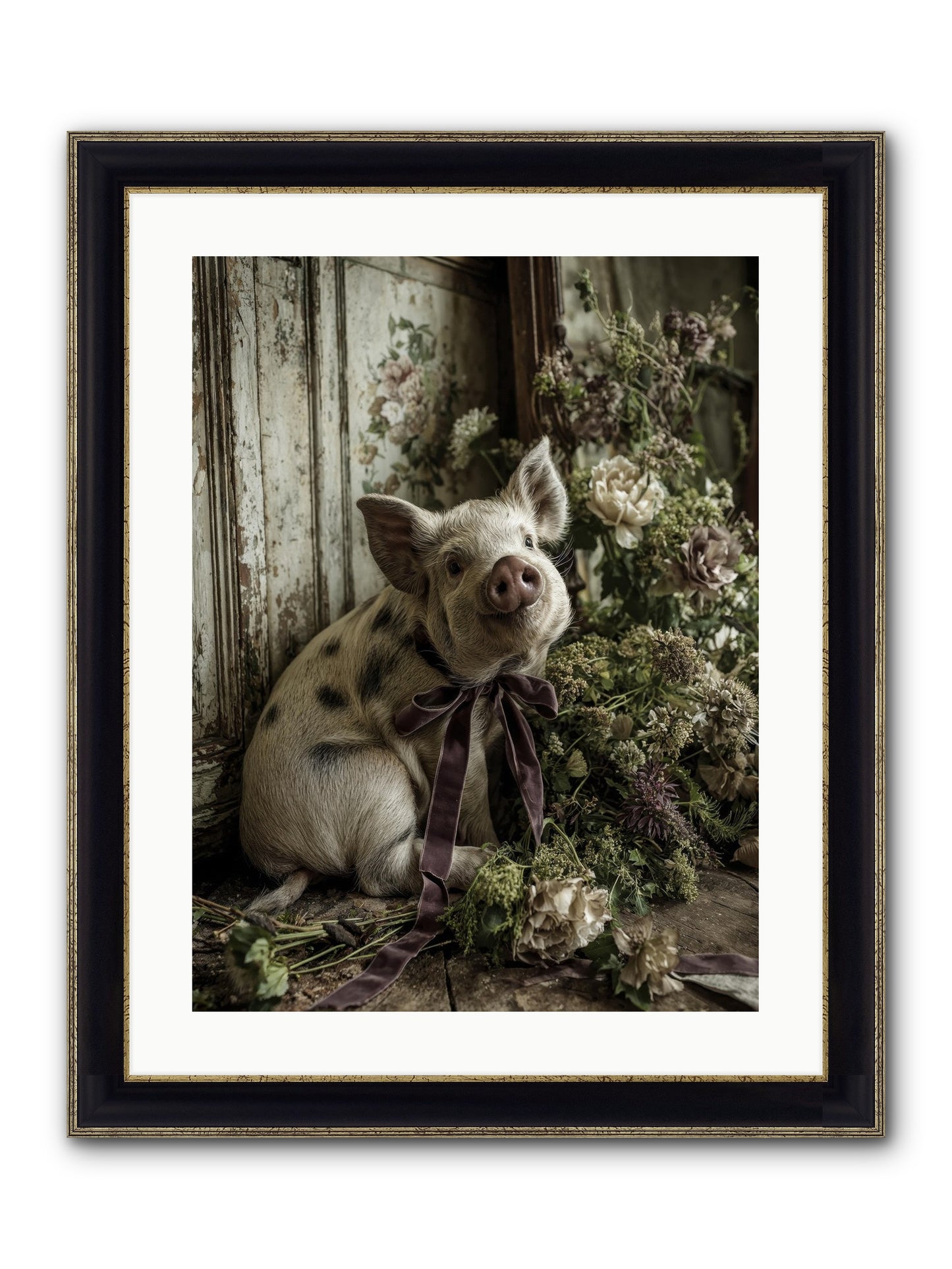Damsel Framed Print - Black & Gold 18x24
