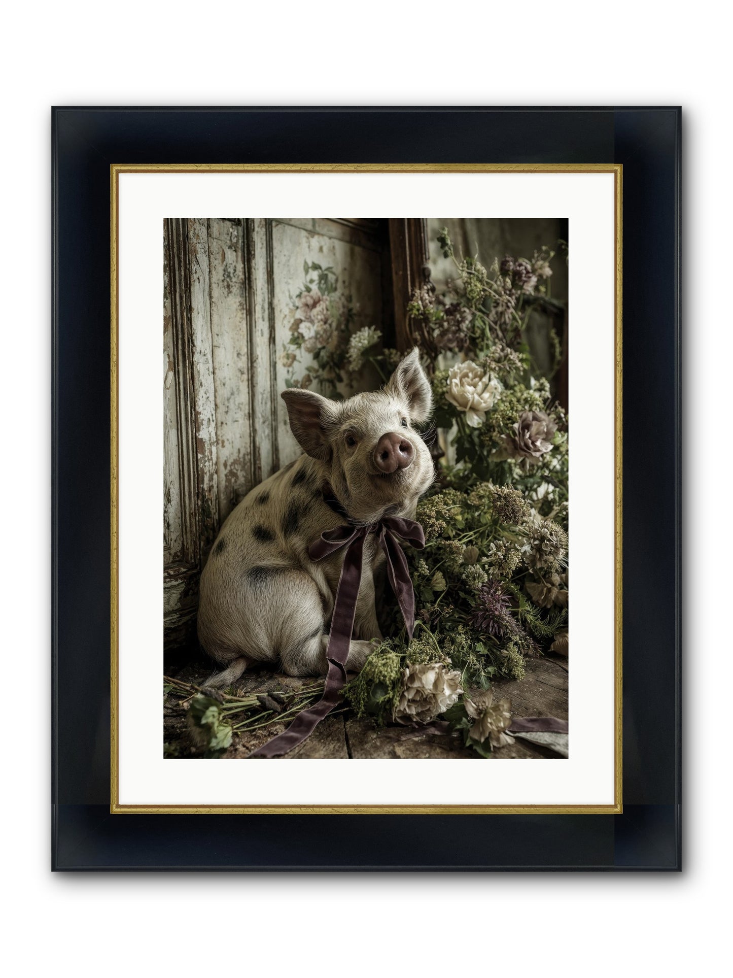 Damsel Framed Print - Wide Black w/Gold 18x24
