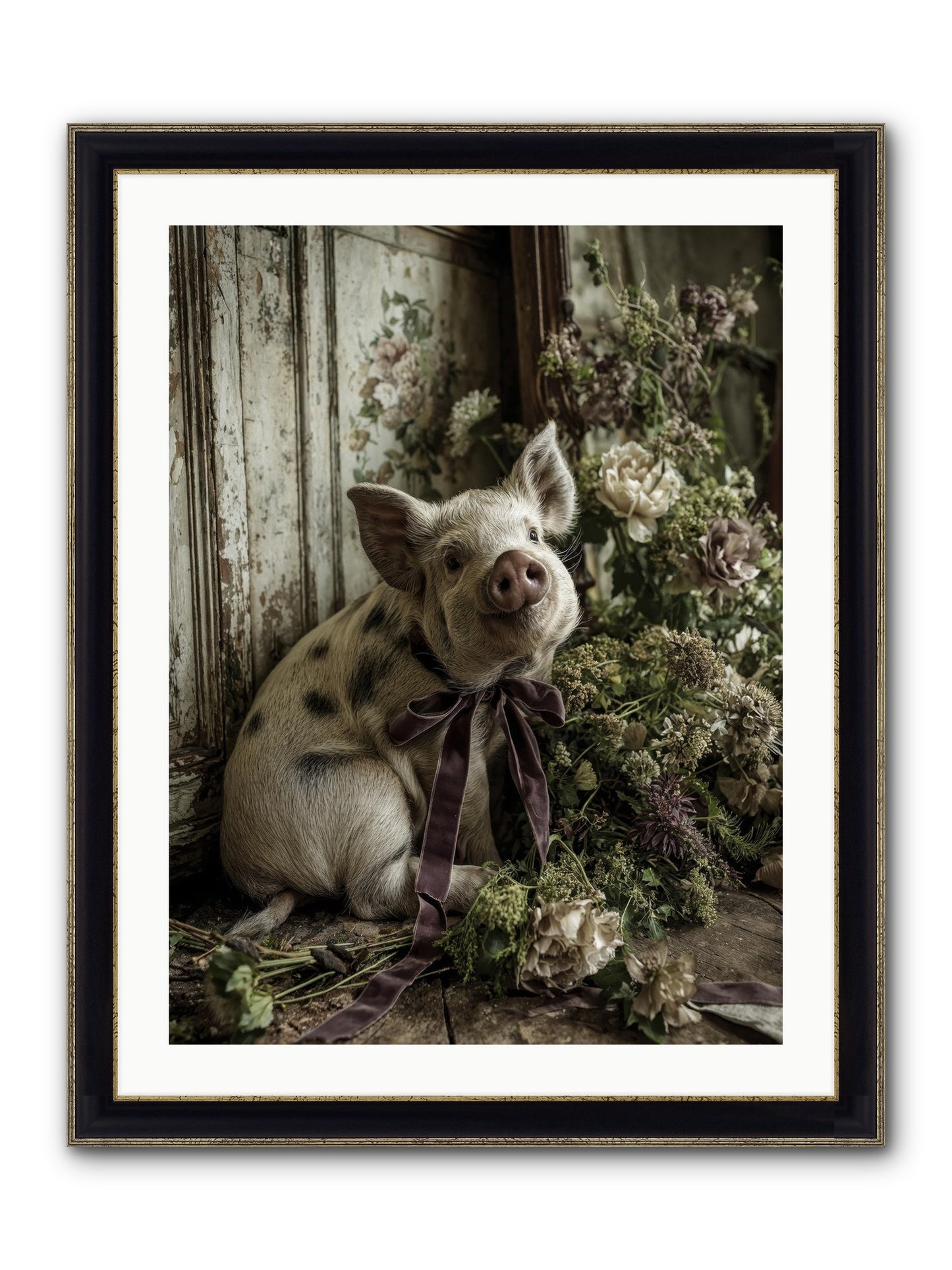 Damsel Framed Print - Black & Gold 24x32