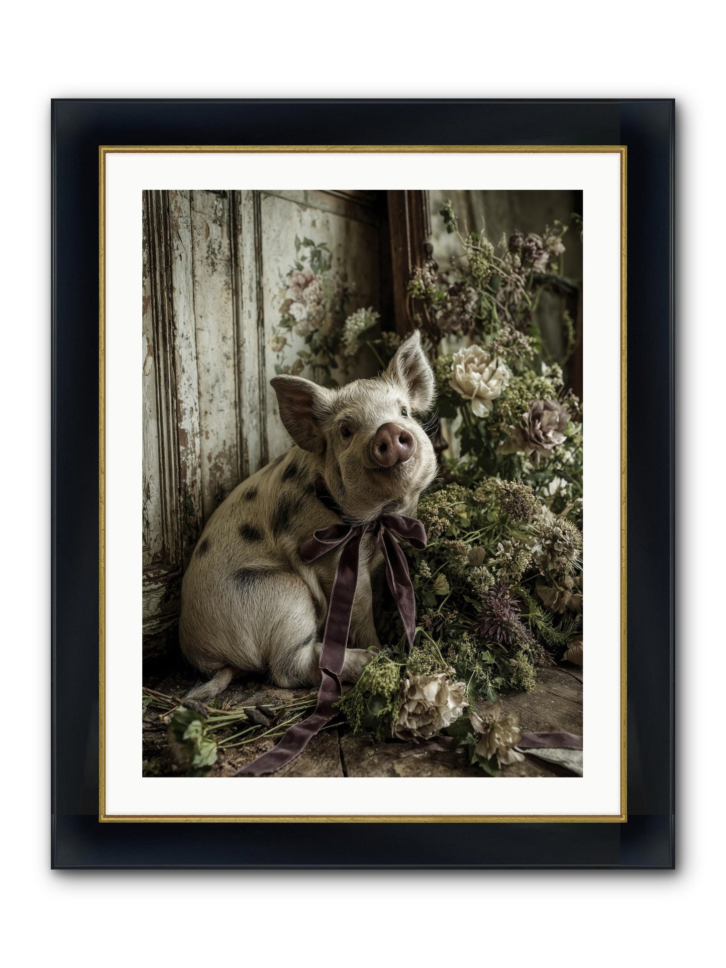 Damsel Framed Print - Wide Black w/Gold 24x32