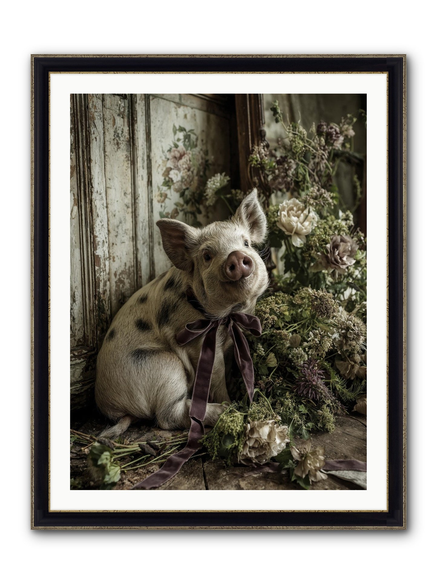 Damsel Framed Print - Black & Gold 30x40