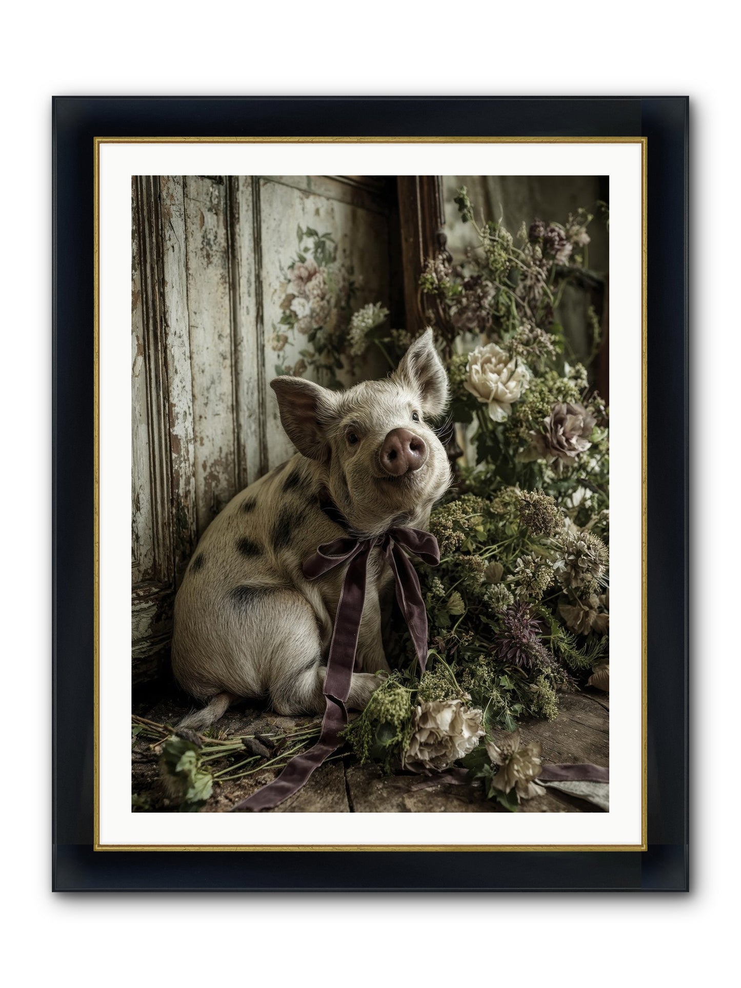 Damsel Framed Print - Wide Black w/Gold 30x40
