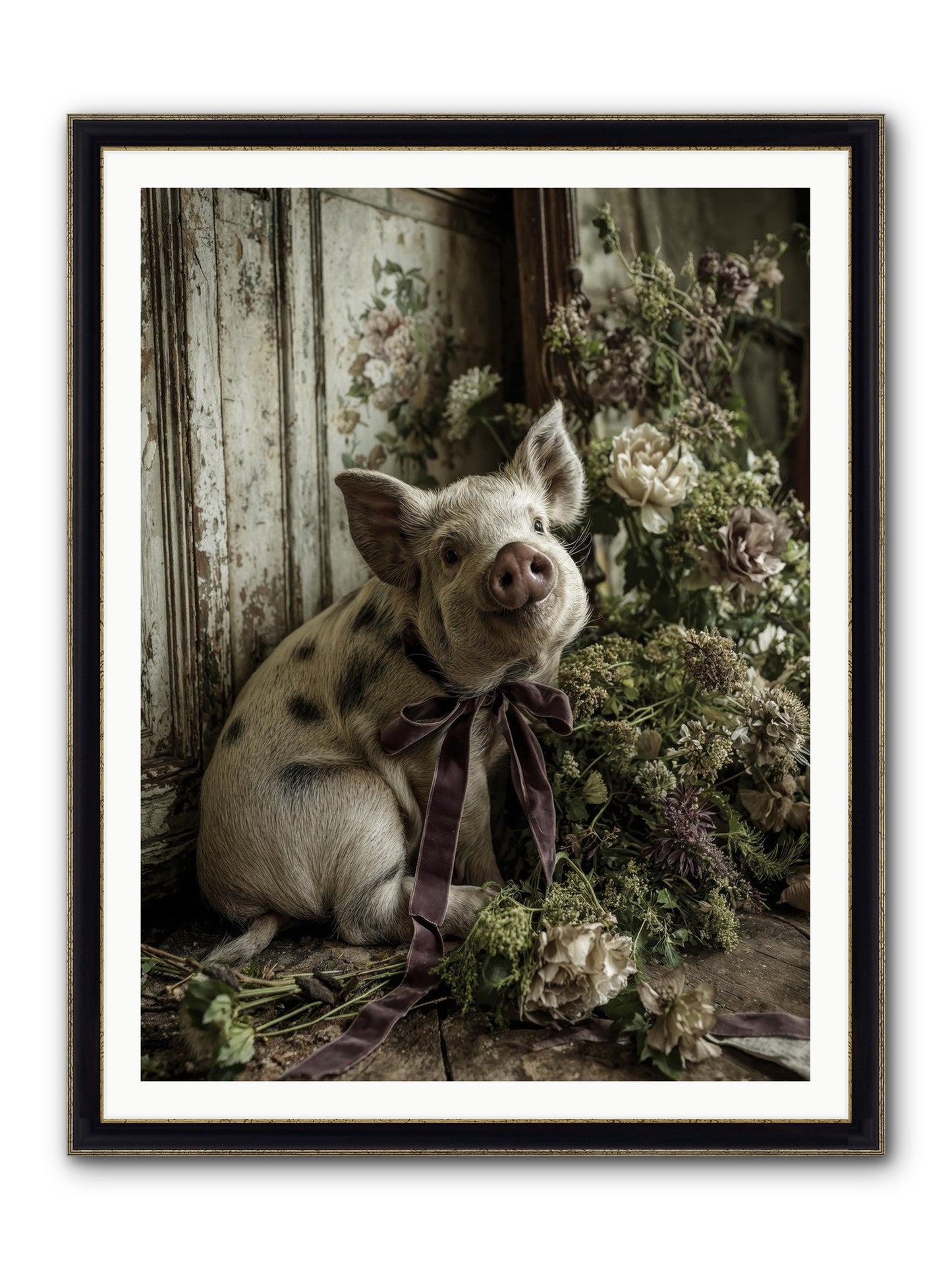 Damsel Framed Print - Black & Gold 36x48