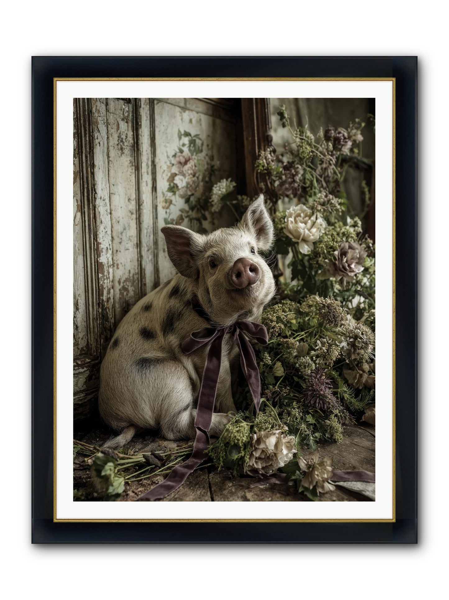 Damsel Framed Print - Wide Black w/Gold 36x48