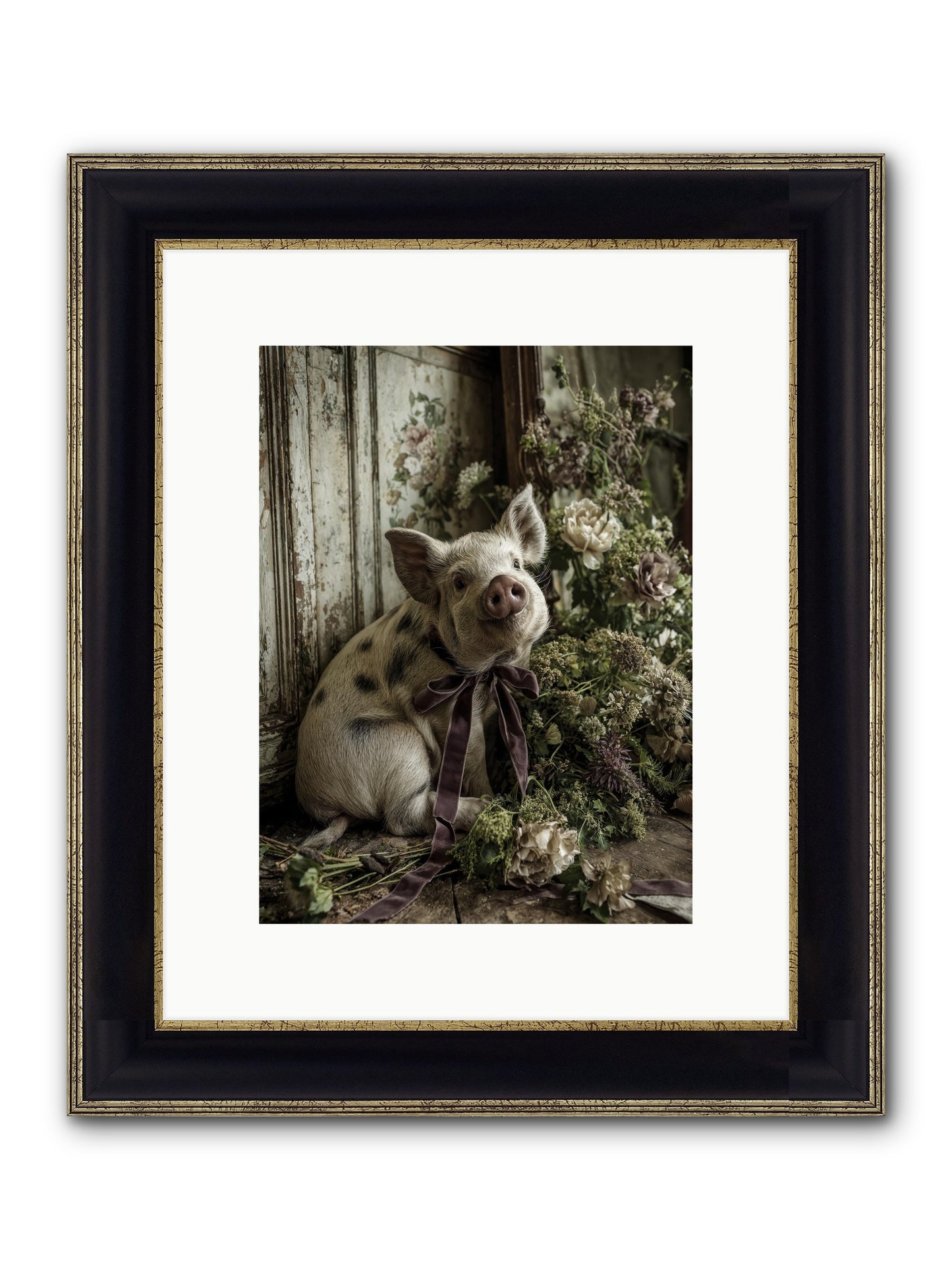 Damsel Framed Print - Black & Gold 9x12
