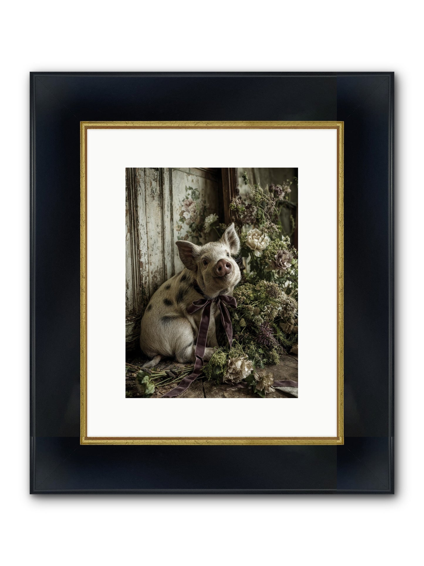 Damsel Framed Print - Wide Black w/Gold 9x12