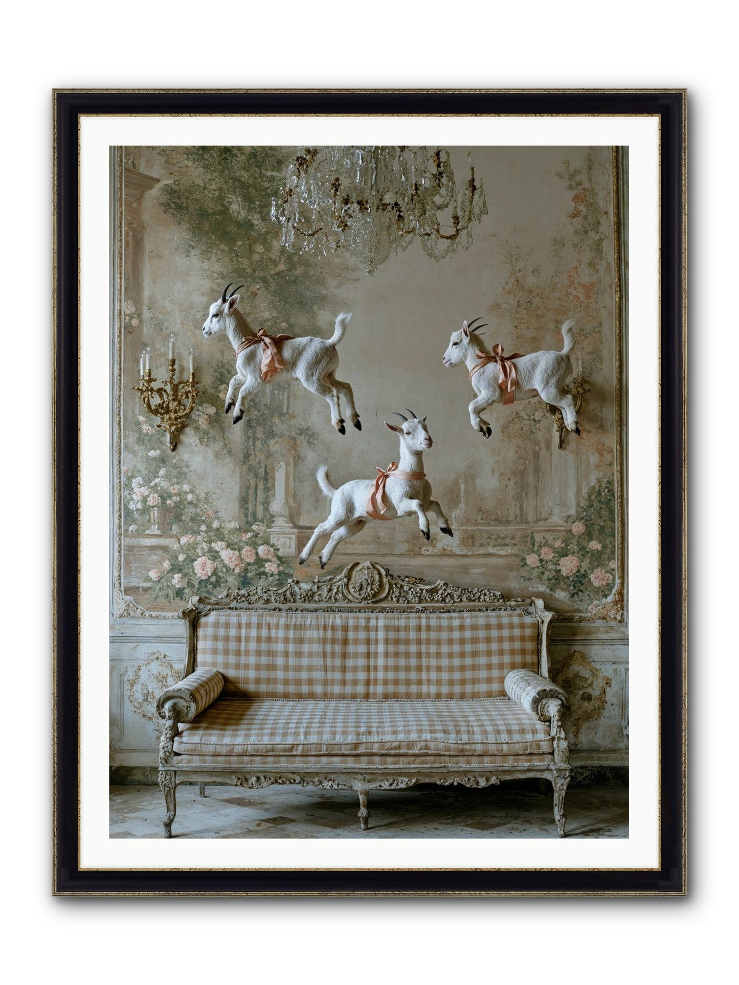 Dance Of Wild Hearts Framed Print - Black & Gold 36x48