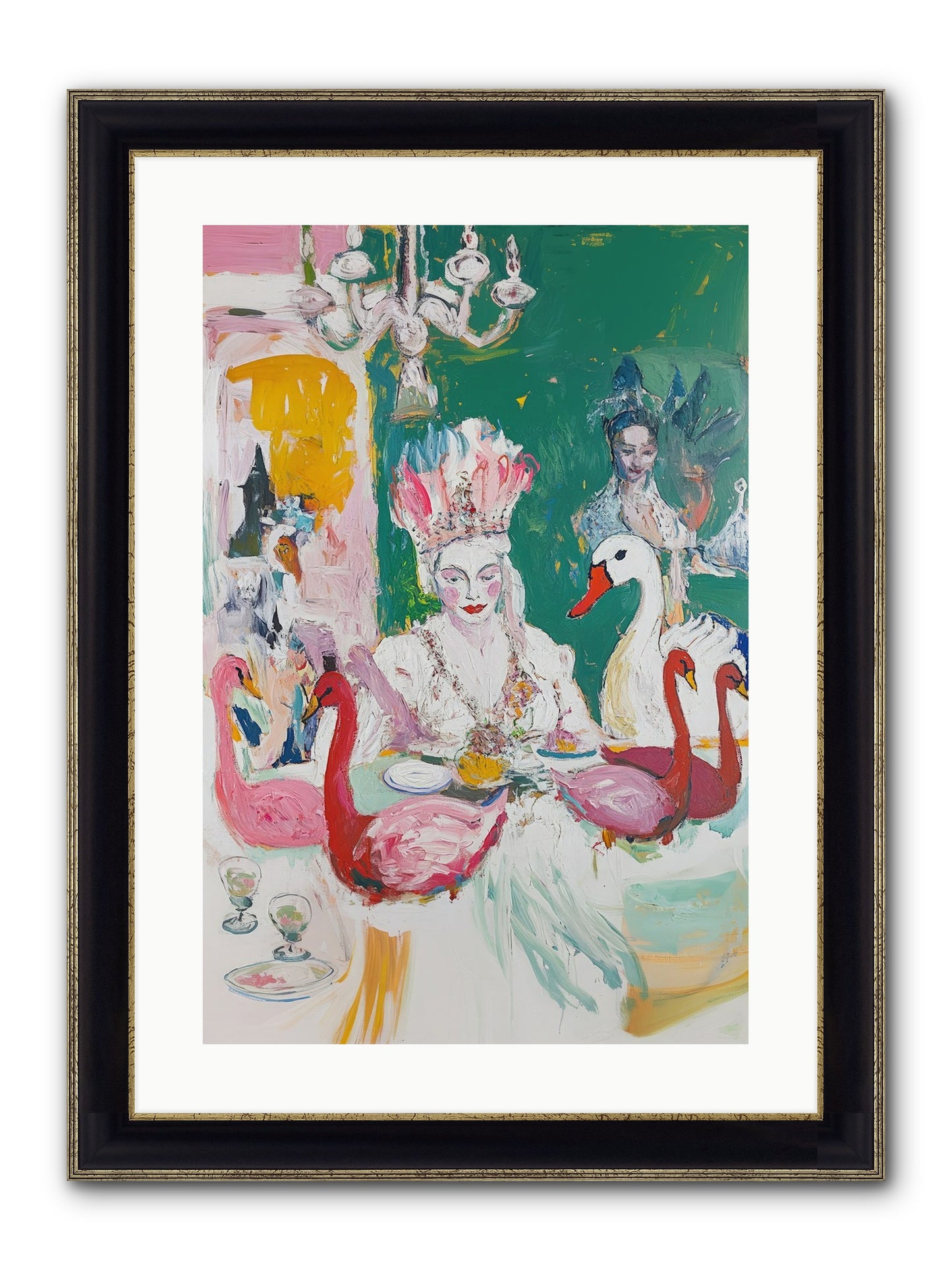 Dance Of Wild Wings Framed Print - Black & Gold 16x24