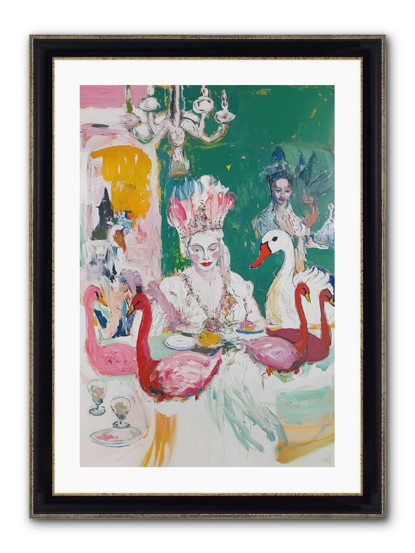 Dance Of Wild Wings Framed Print - Black & Gold 20x30