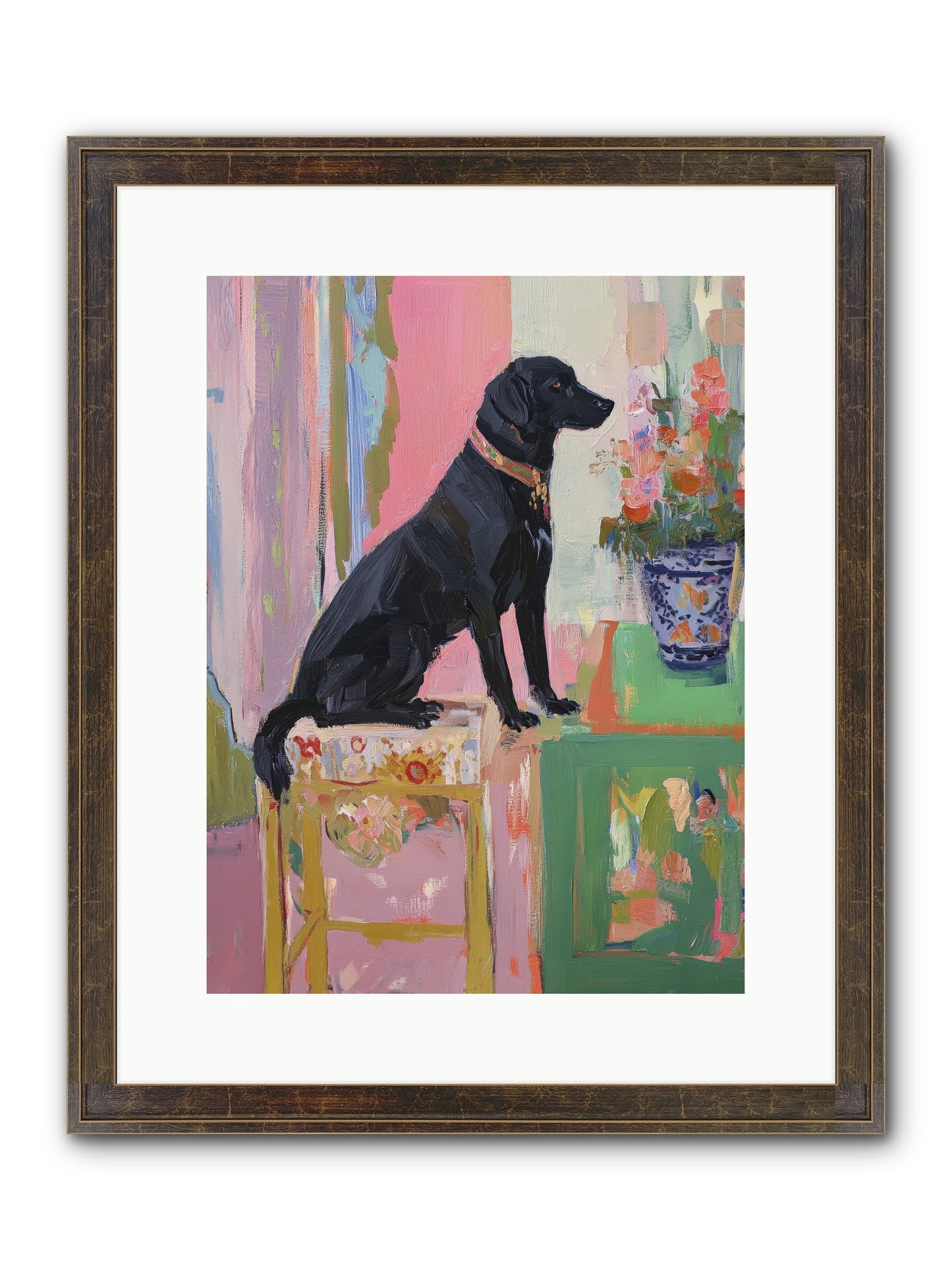 Dancing Bear Framed Print - Slimwoods Black/Gold 12x16