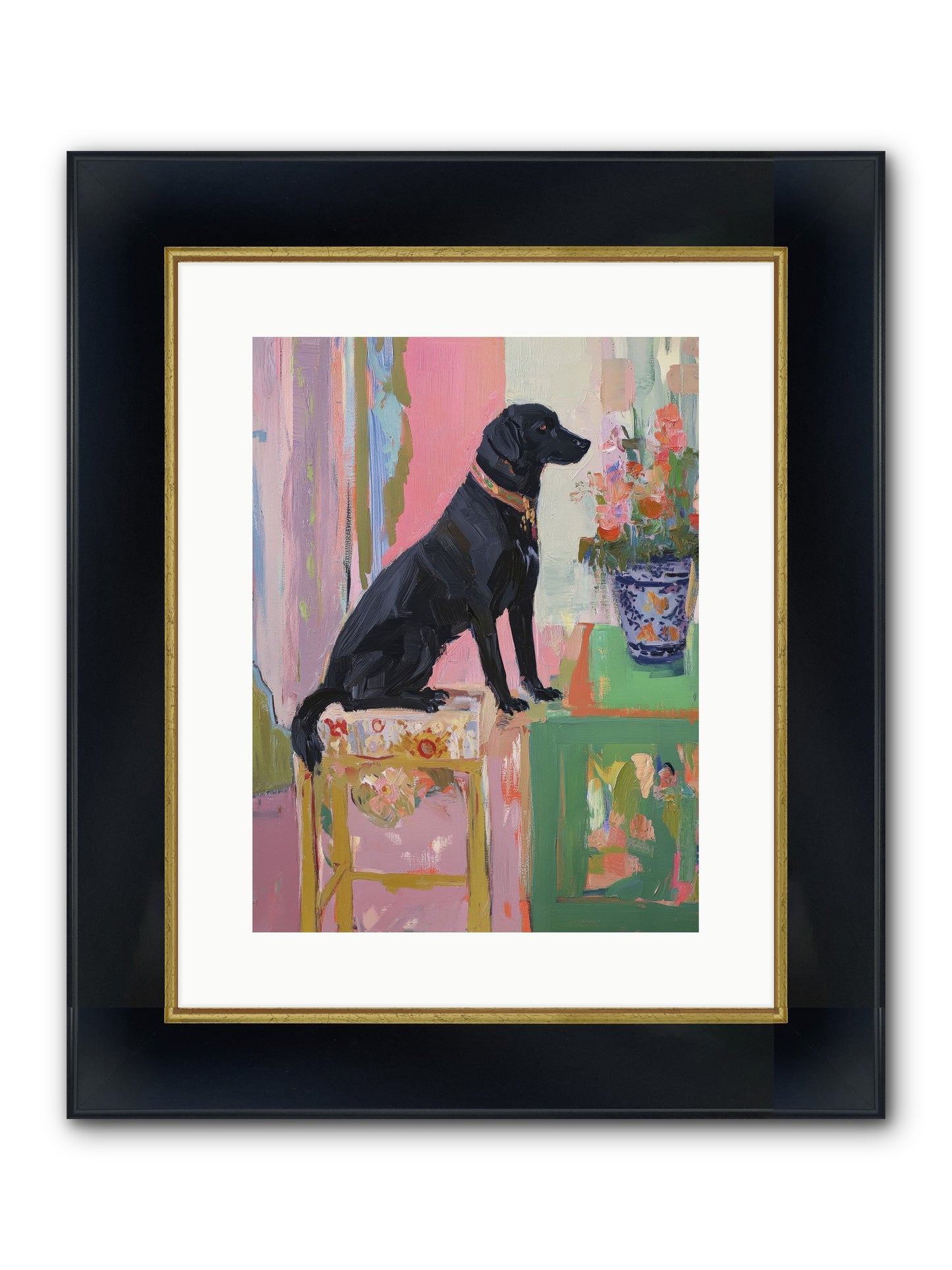 Dancing Bear Framed Print - Wide Black w/Gold 12x16