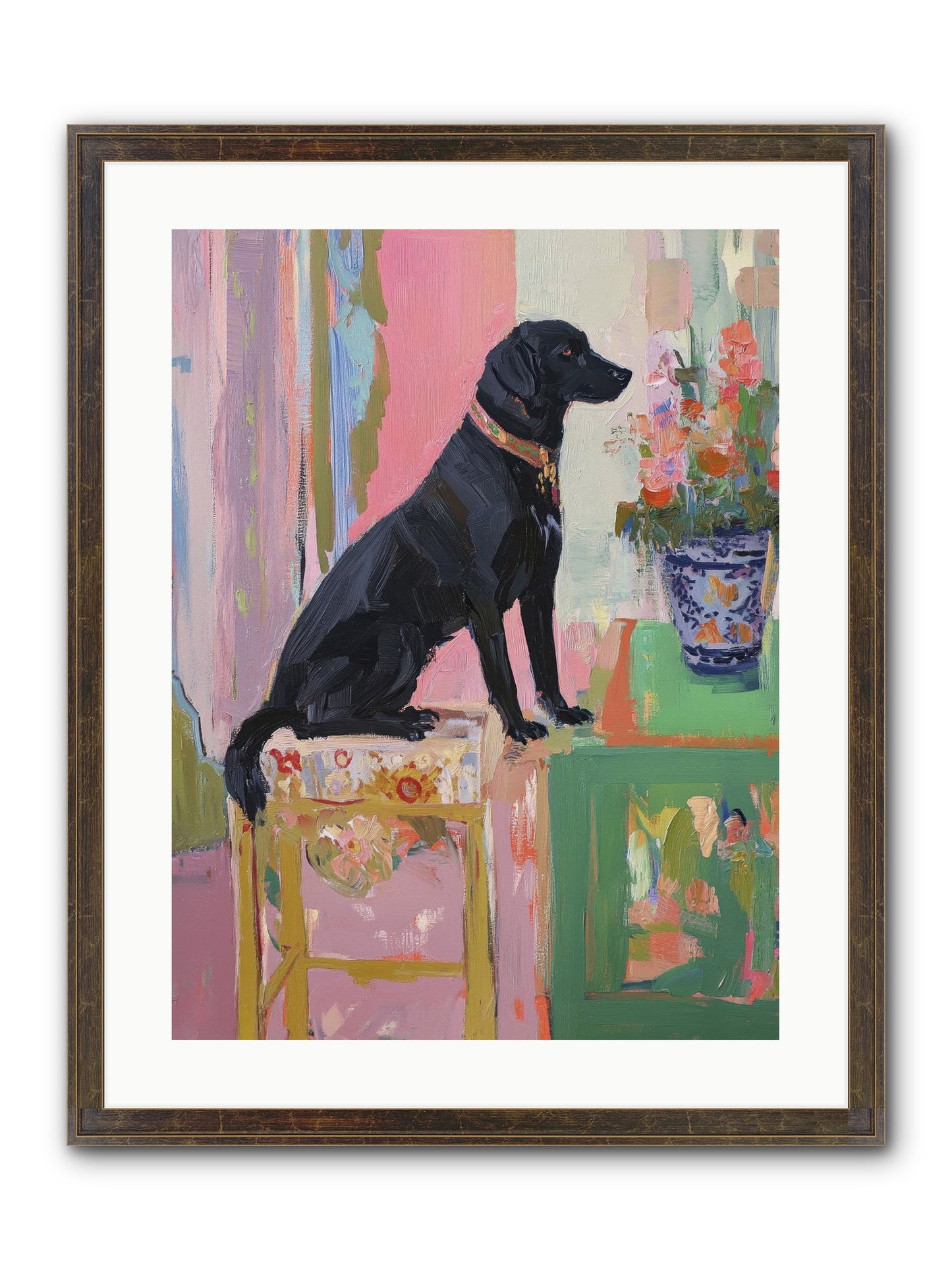 Dancing Bear Framed Print - Slimwoods Black/Gold 18x24