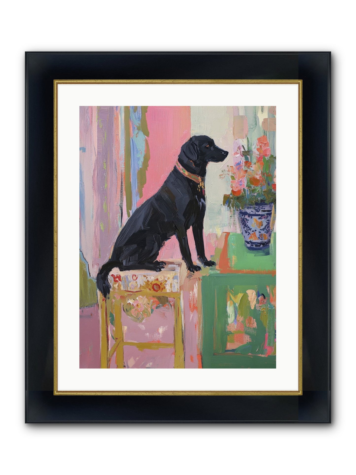 Dancing Bear Framed Print - Wide Black w/Gold 18x24