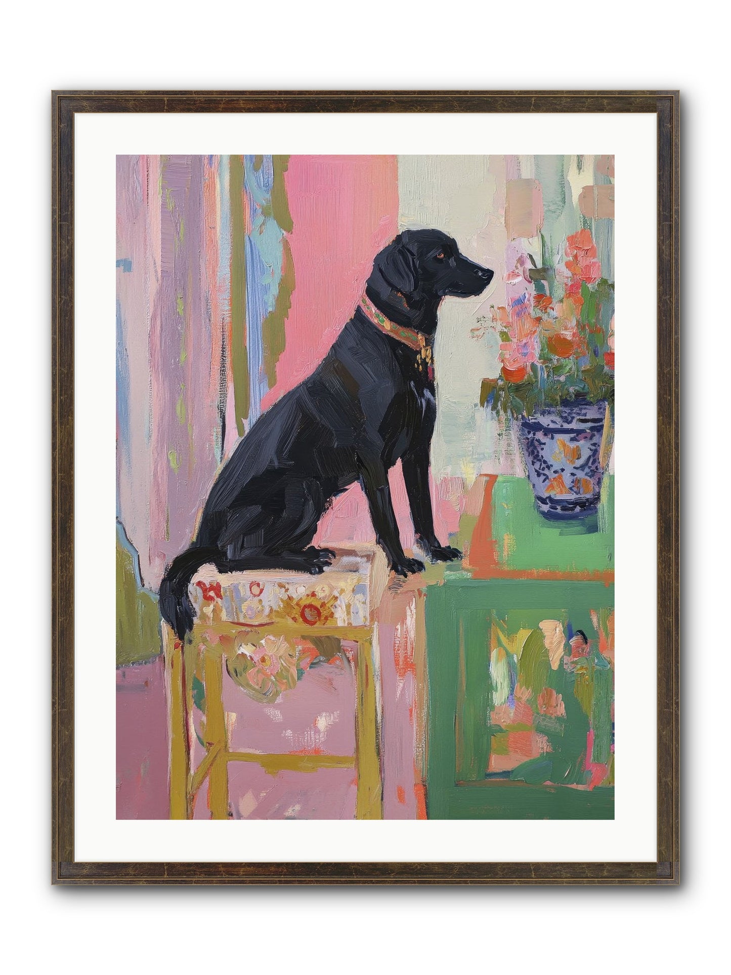 Dancing Bear Framed Print - Slimwoods Black/Gold 24x32