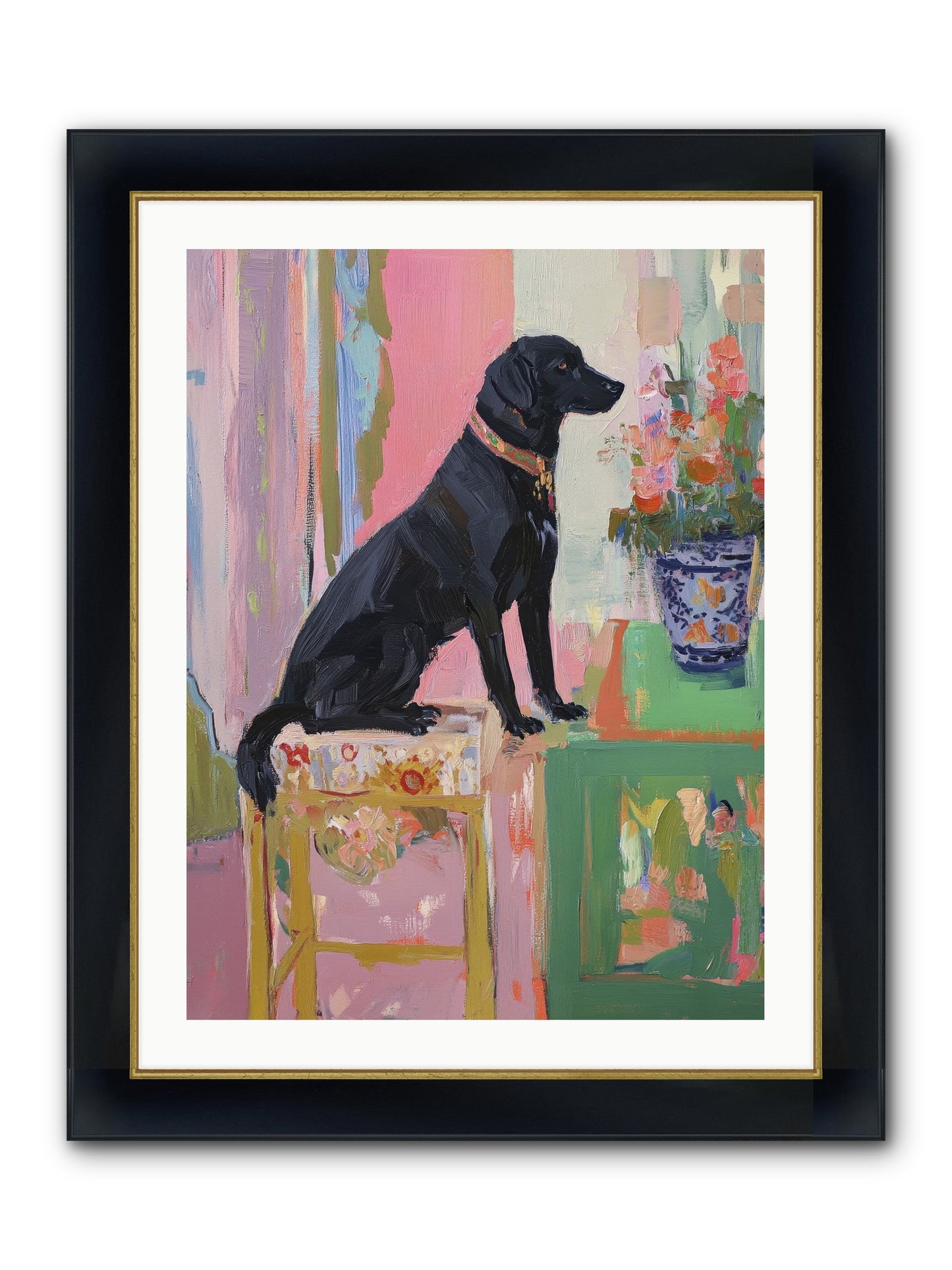 Dancing Bear Framed Print - Wide Black w/Gold 24x32