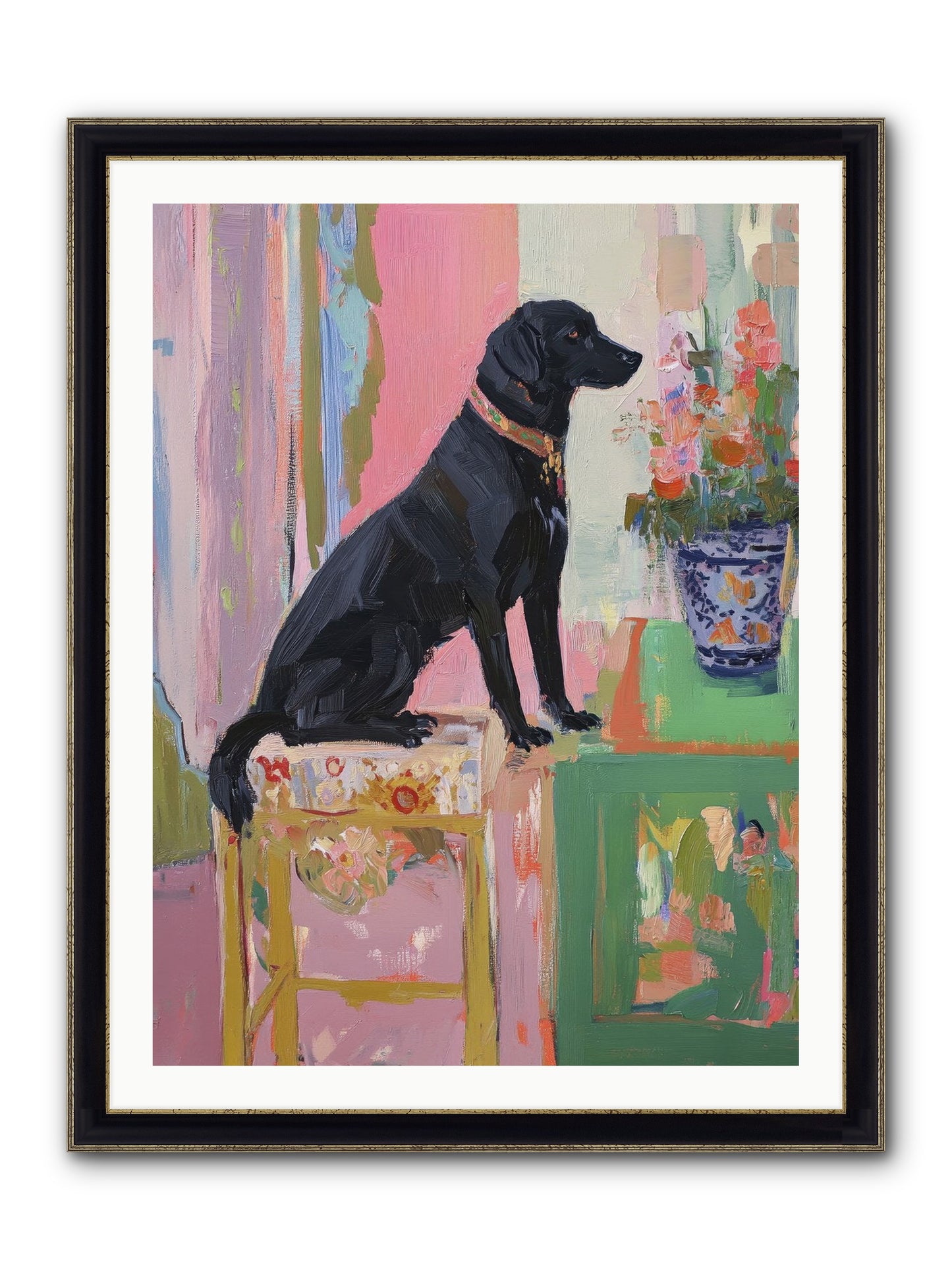 Dancing Bear Framed Print - Black & Gold 30x40