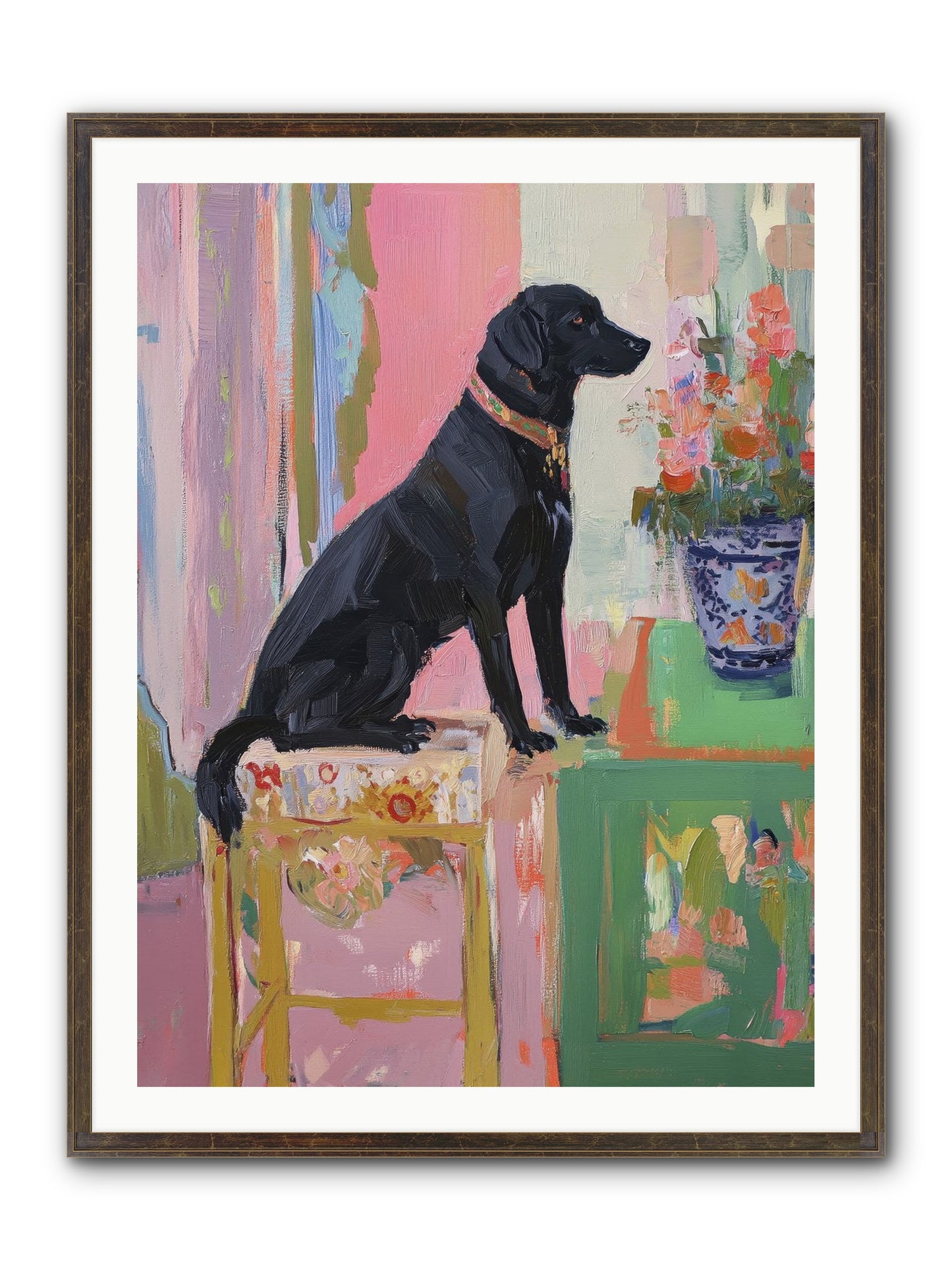 Dancing Bear Framed Print - Slimwoods Black/Gold 30x40