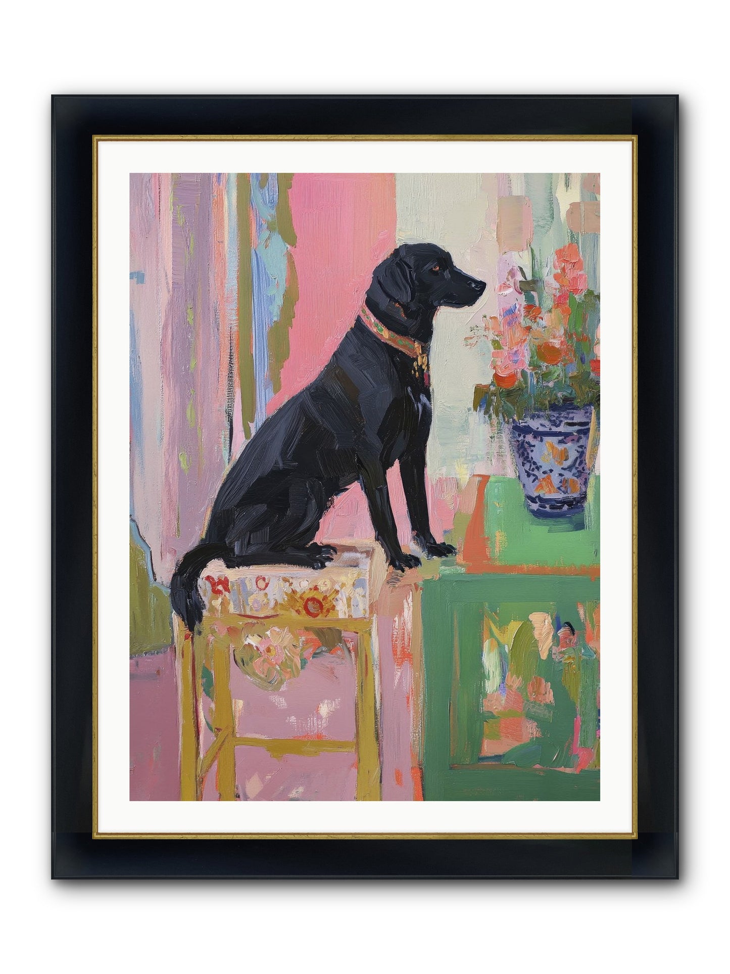 Dancing Bear Framed Print - Wide Black w/Gold 30x40