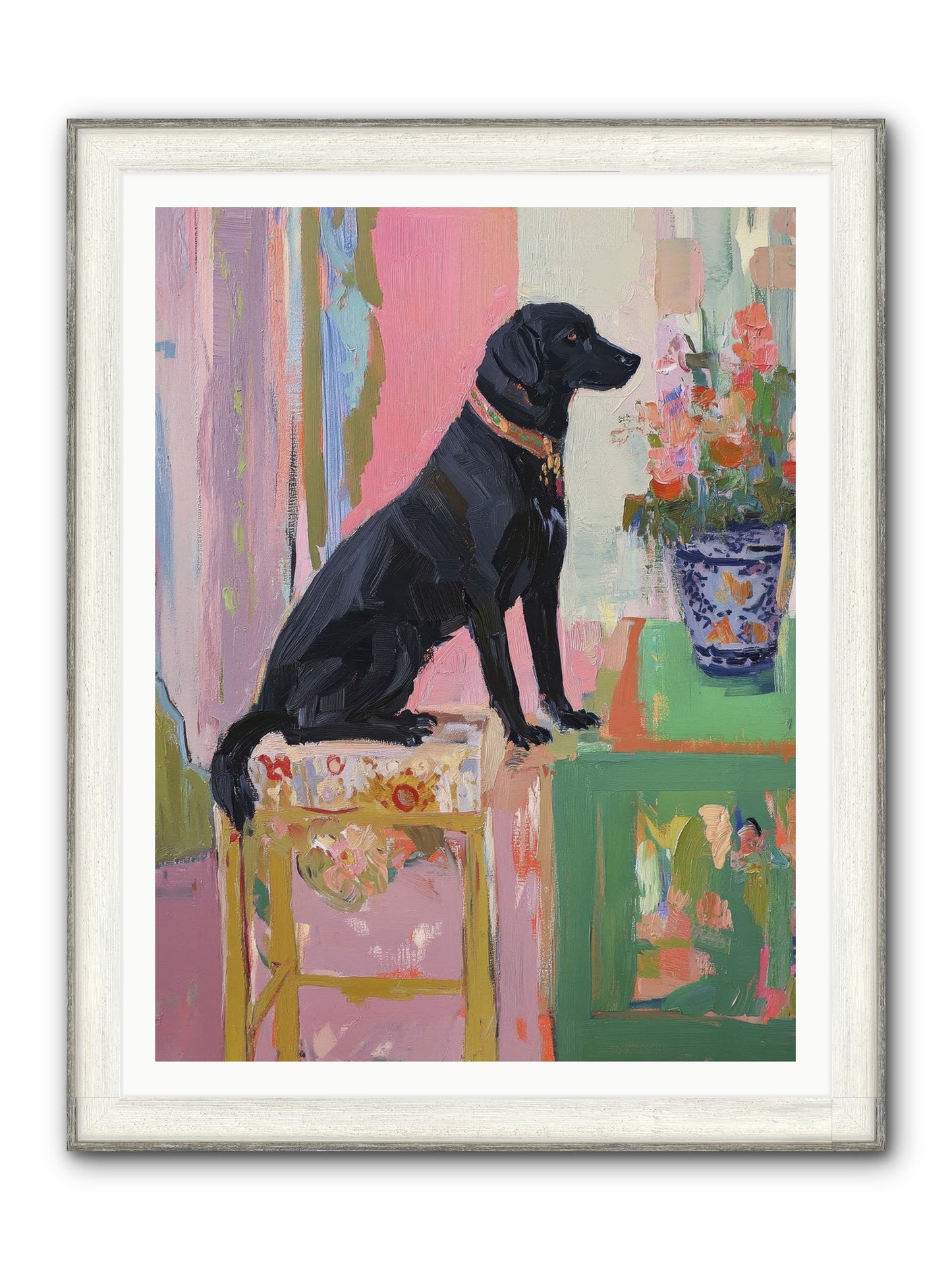 Dancing Bear Framed Print - Driftwood White 36x48
