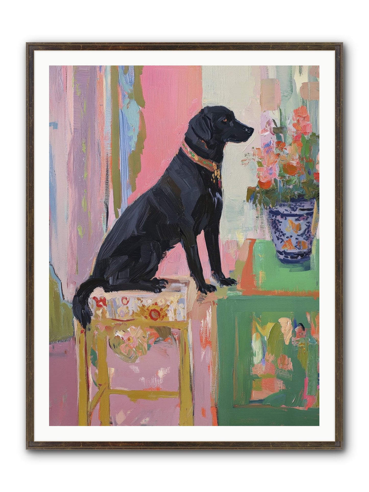 Dancing Bear Framed Print - Slimwoods Black/Gold 36x48