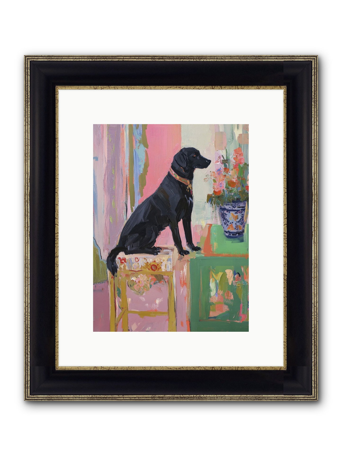 Dancing Bear Framed Print - Black & Gold 9x12