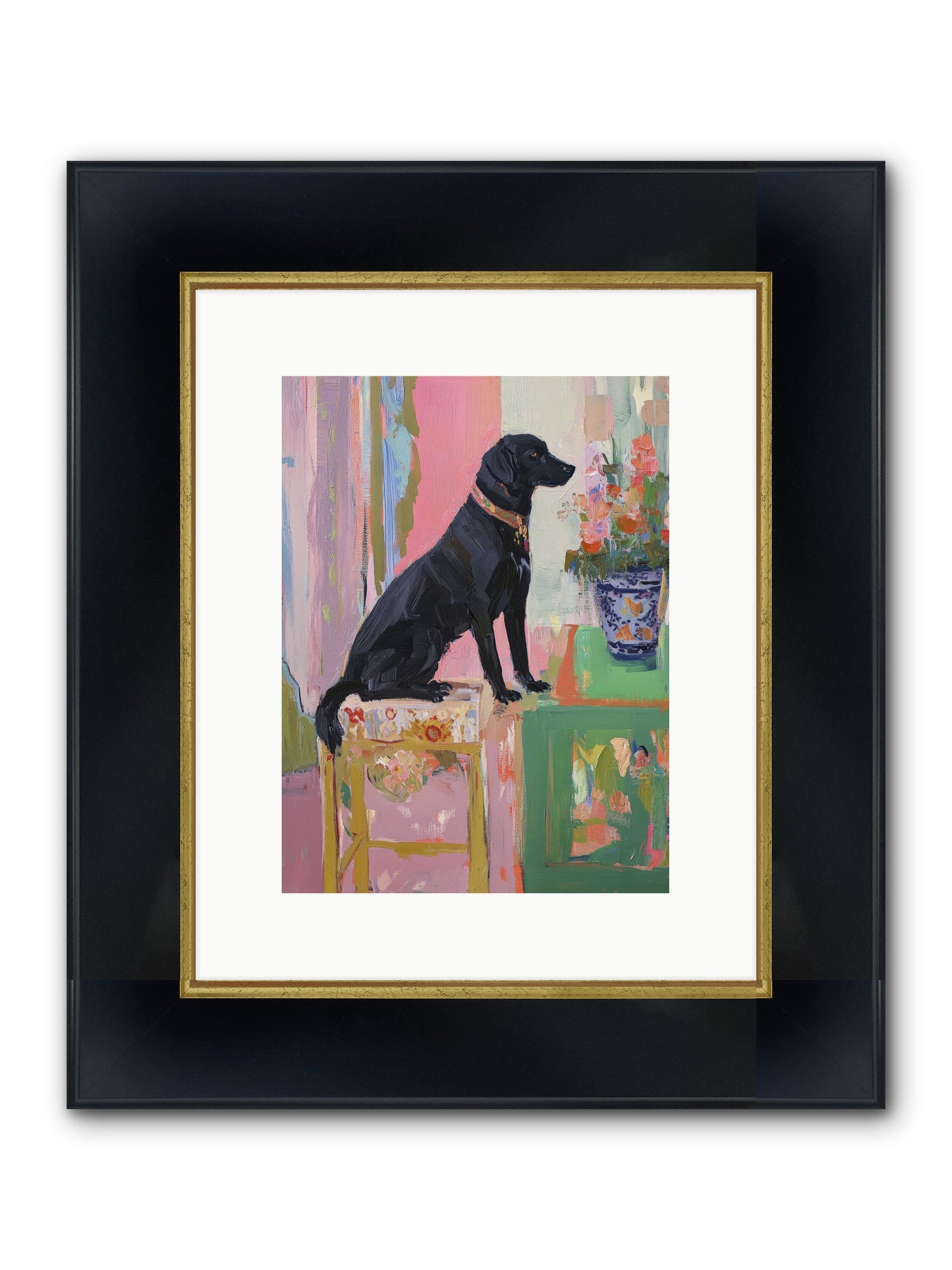 Dancing Bear Framed Print - Wide Black w/Gold 9x12