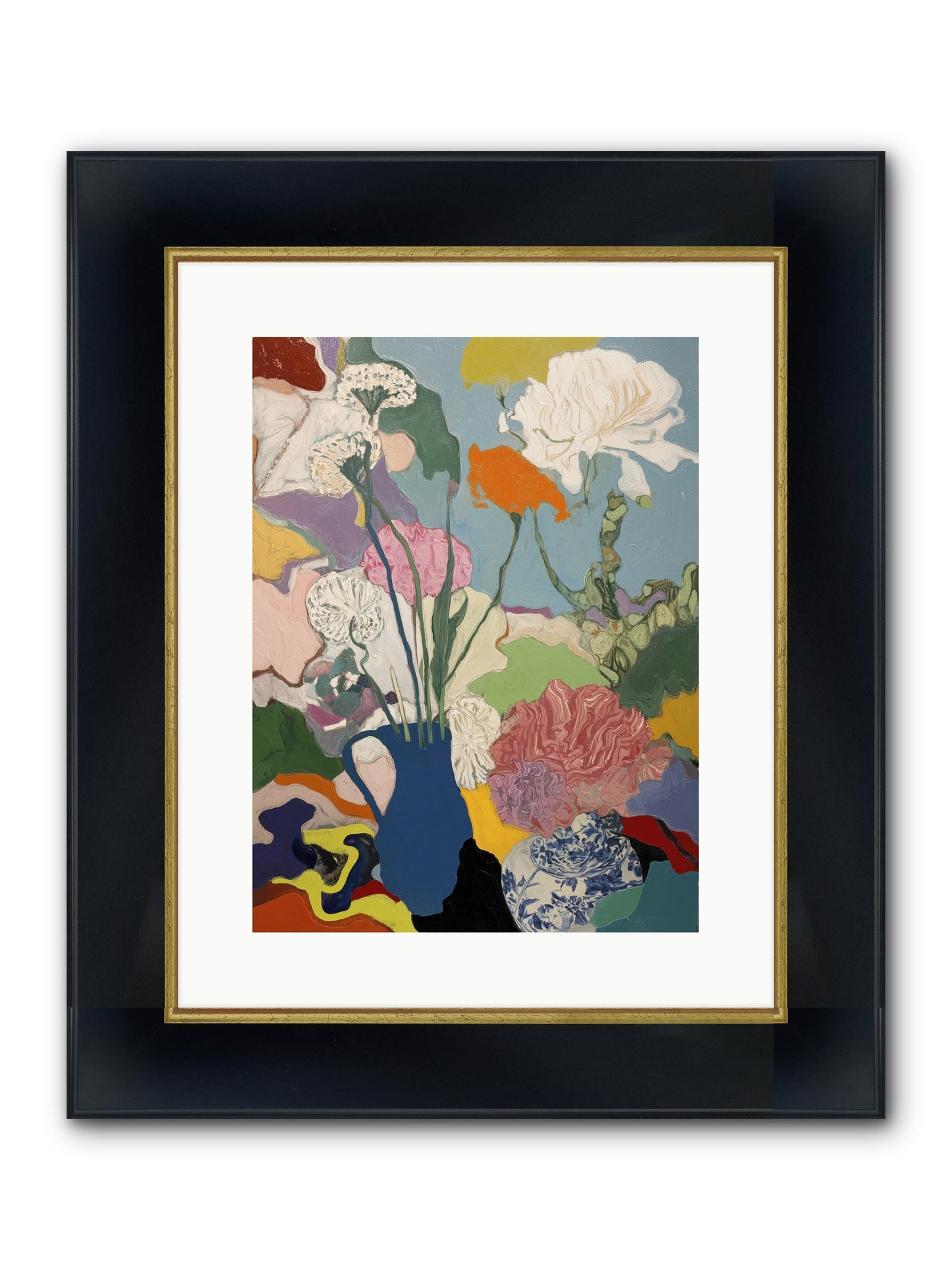 Dancing Petals Framed Print - Wide Black w/Gold 12x16