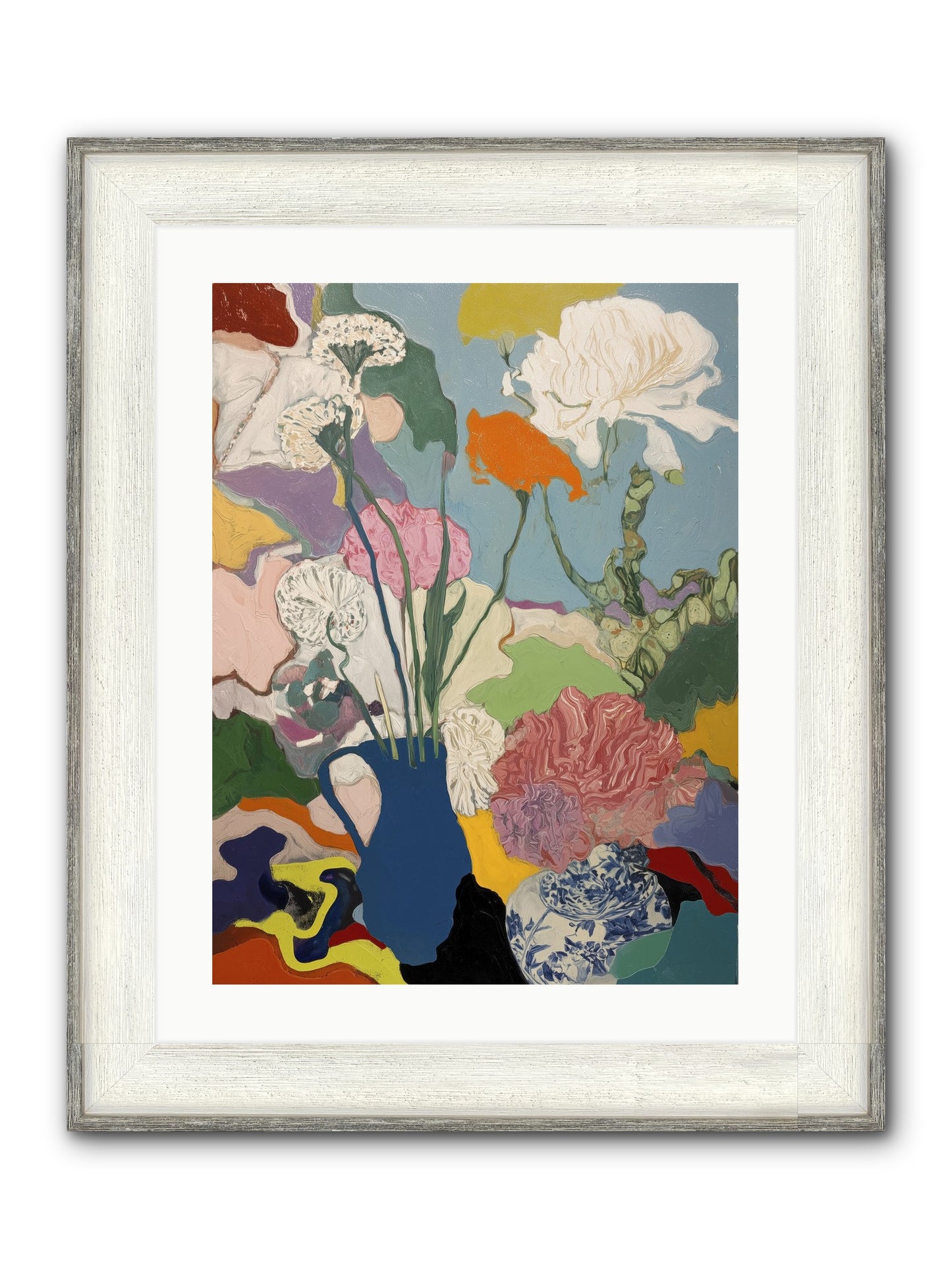 Dancing Petals Framed Print - Driftwood White 18x24