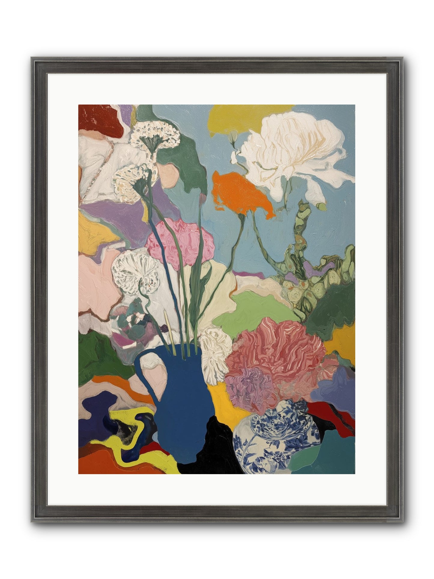 Dancing Petals Framed Print - Slimwoods Black/Silver 18x24