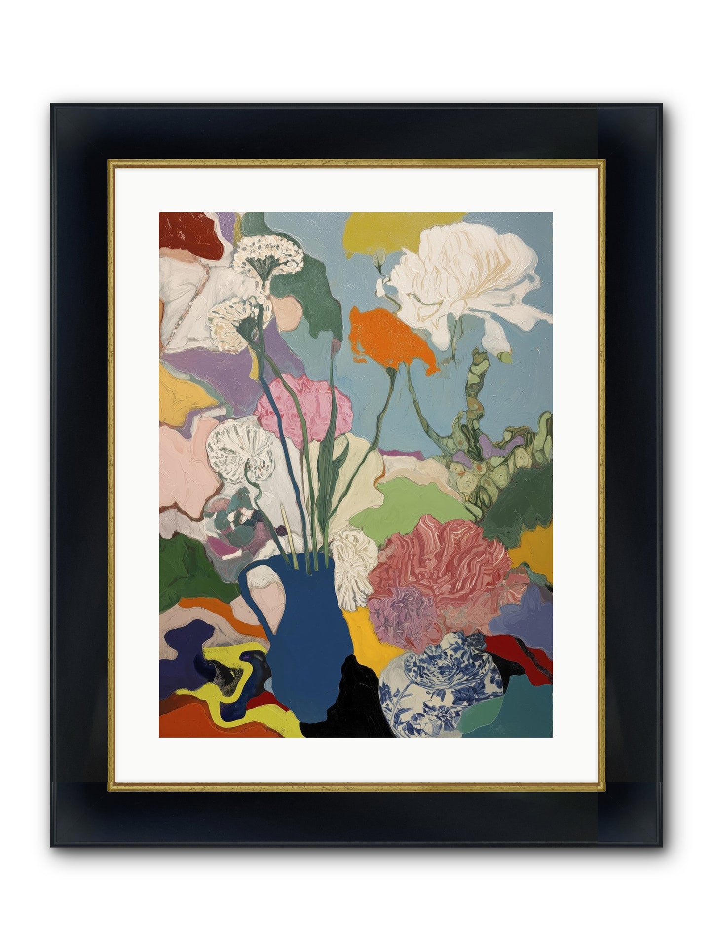 Dancing Petals Framed Print - Wide Black w/Gold 18x24