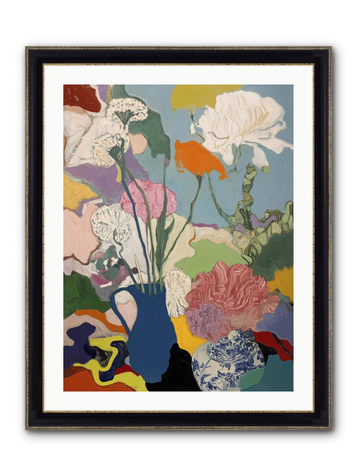 Dancing Petals Framed Print - Black & Gold 24x32