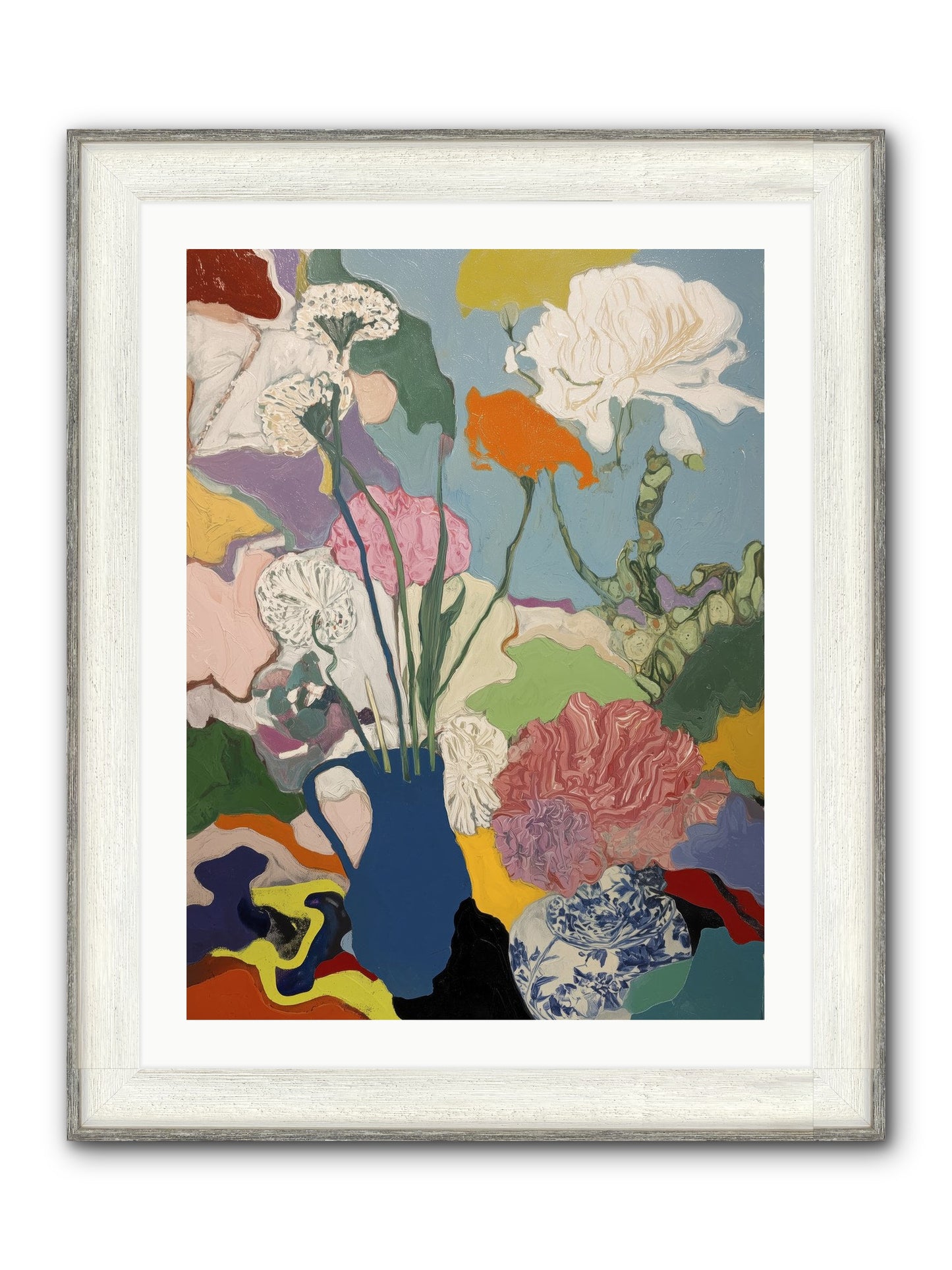 Dancing Petals Framed Print - Driftwood White 24x32