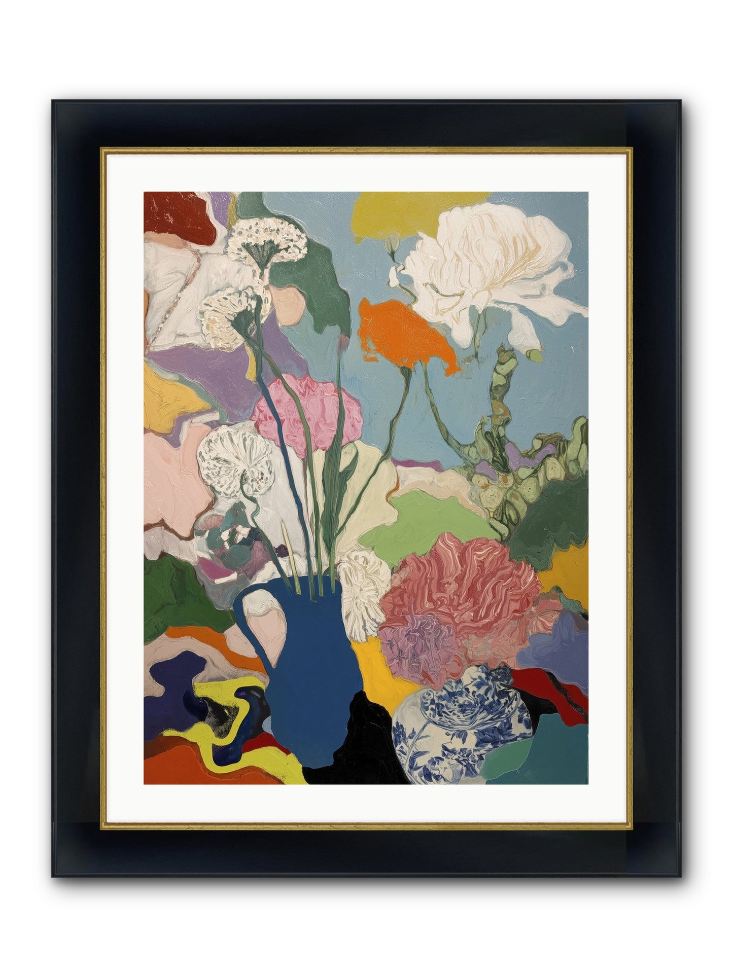 Dancing Petals Framed Print - Wide Black w/Gold 24x32