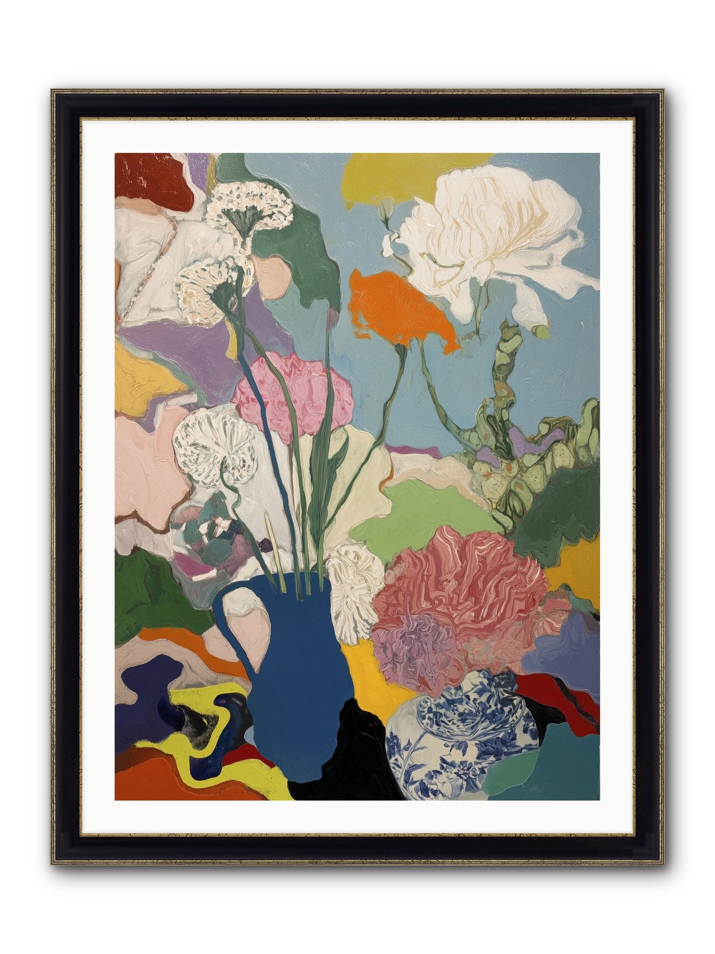 Dancing Petals Framed Print - Black & Gold 30x40